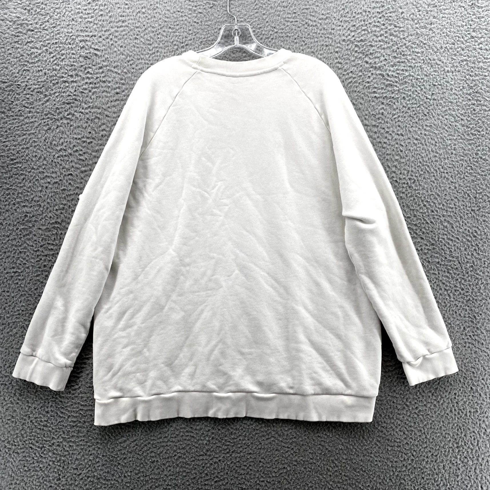 Adidas Adidas Essentials Sweater Men's XL White Green Big Spell Out Logo Crewneck Sport Sweatshirt Size US XL / EU 56 / 4 - 6 Thumbnail
