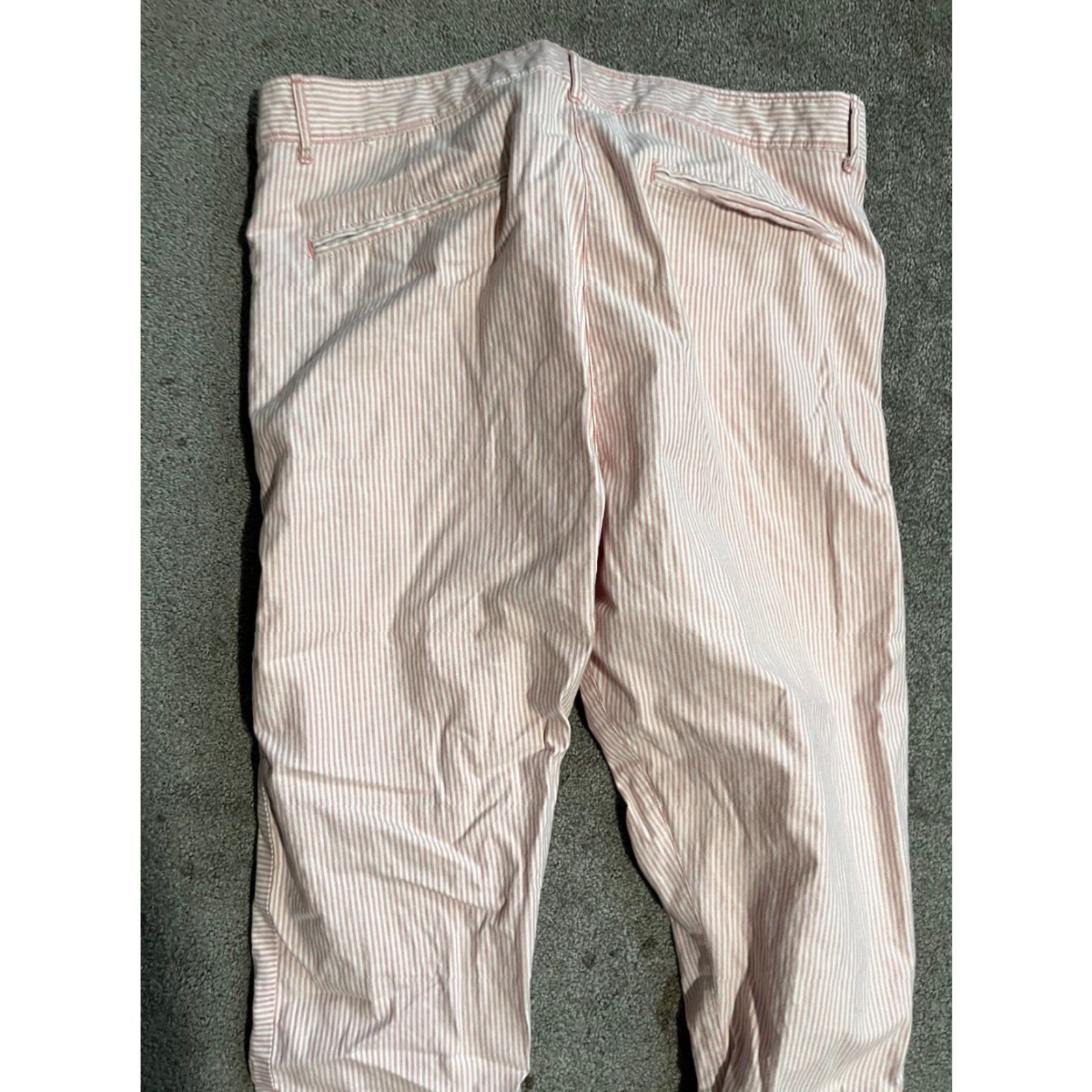 Gap Gap Khakis Skinny Mini Women's Pants Size 12 Pink Striped Fall Casual Stretch Flat Front Cotton Blend Button Pants Womens Size 34" / US 12 / IT 48 - 3 Thumbnail