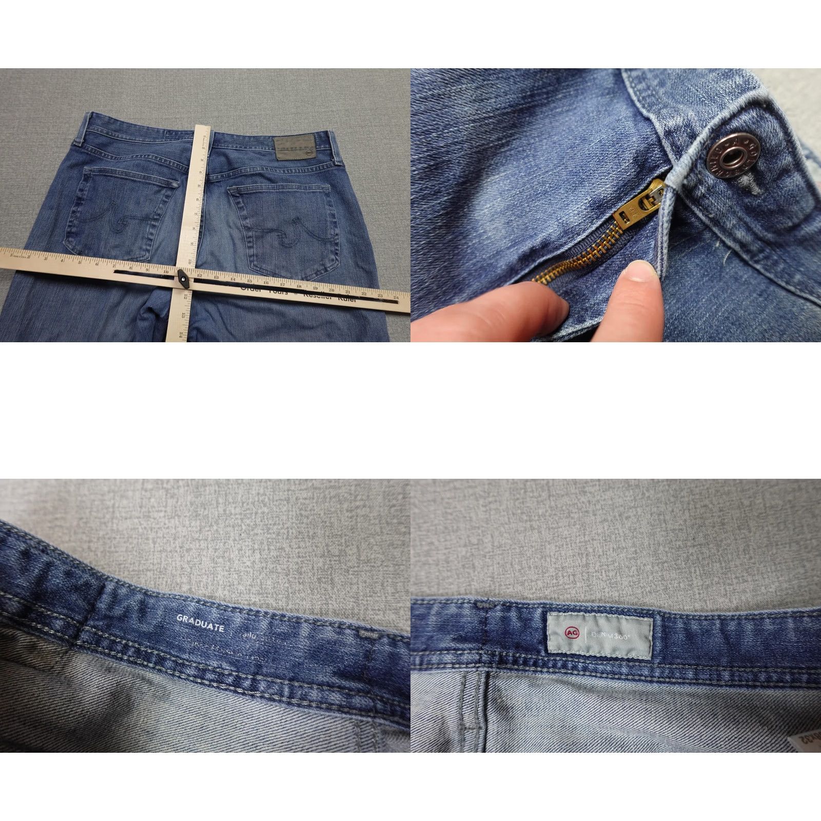 Denime AG Adriano Goldschmied Graduate Jeans Mens 36x32 Blue Denim Straight Stretch Jeans Size US 36 / EU 52 - 8 Thumbnail
