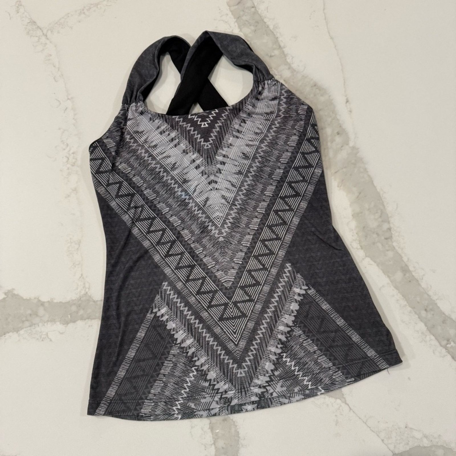 Prana Prana Phoebe Strappy Athletic Tank Top Womens Small Gray Geo Size S / US 4 / IT 40 - 3 Thumbnail