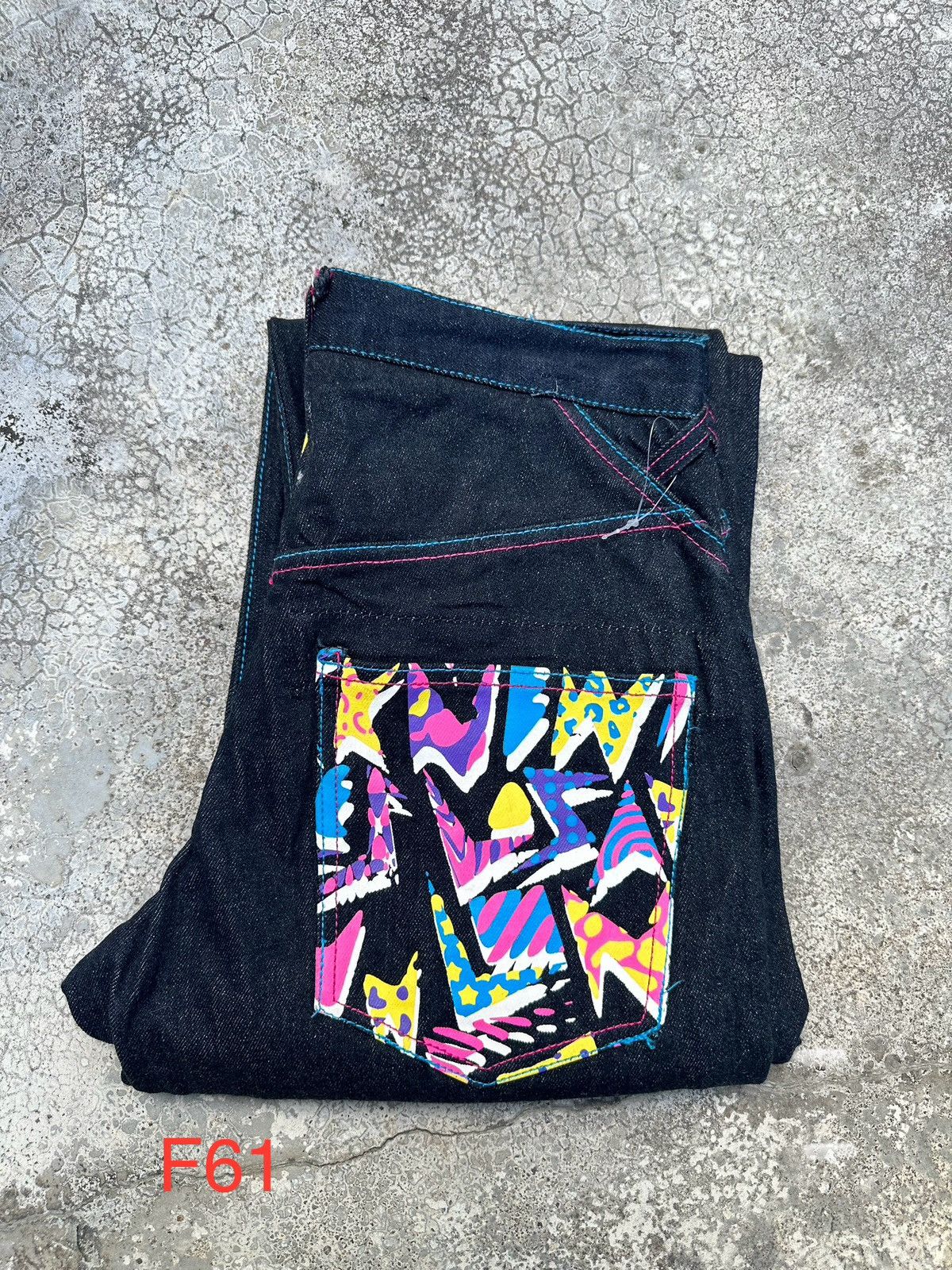 Japanese Brand Gumu Blue Indigo Printed Loose Denim W30 F61 Size US 30 / EU 46 - 13 Thumbnail