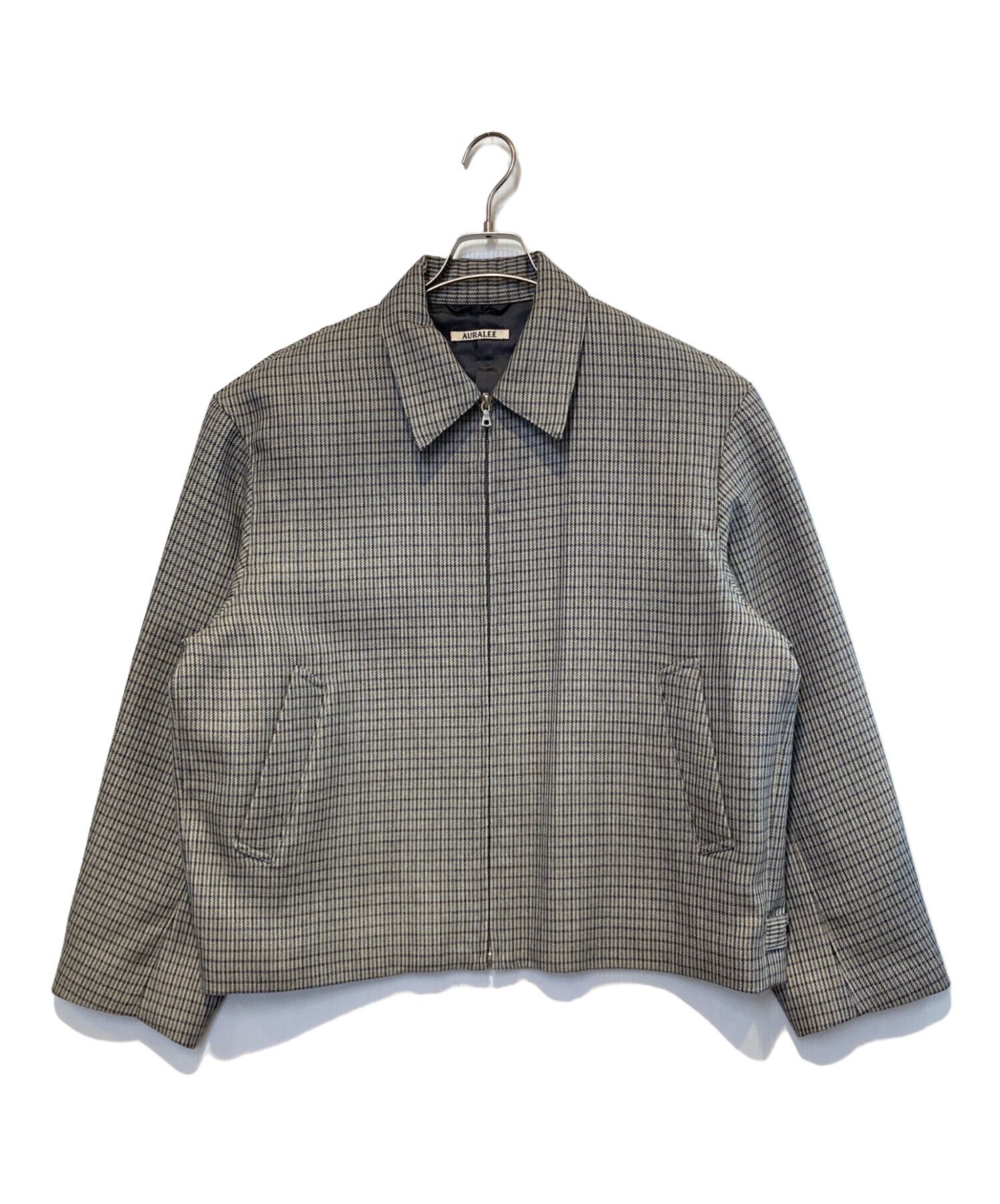 AURALEE DOUBLE FACE CHECK ZIP BLOUSON Gray 4