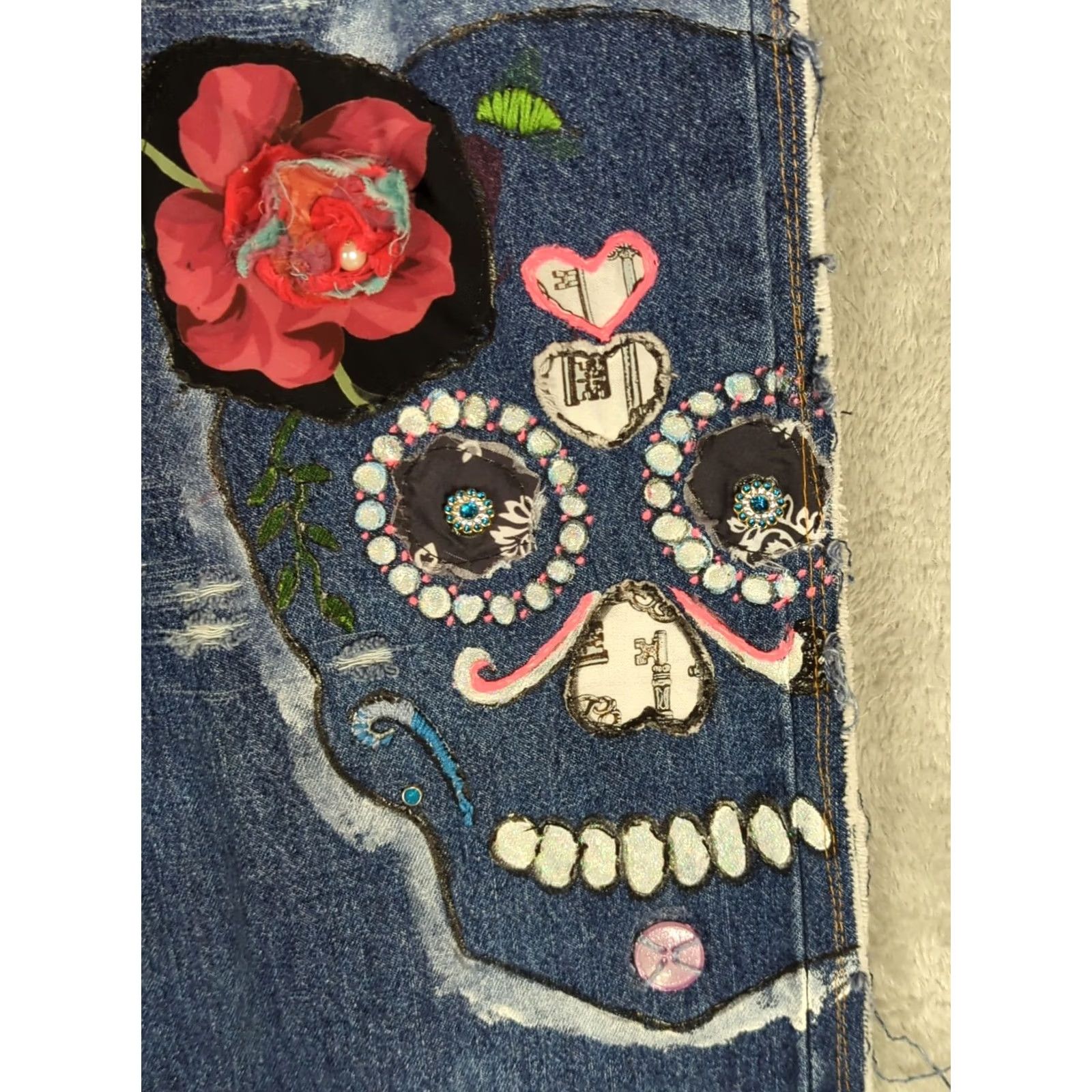 Levi's Levi's Jeans Patchwork Hippe Upcycled Woodstock Multicolor 14P Petites Women Straight Denim J15P? Size 36" / US 14 / IT 50 - 2 Thumbnail