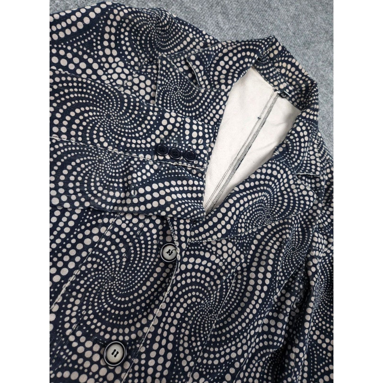 Max Mara Max Mara Blazer Jacket Women's 8 Blue White Geometric AOP Swirl Cotton Corduroy Button Two-Button Suit Style Ballpark? Size M / US 6-8 / IT 42-44 - 2 Thumbnail