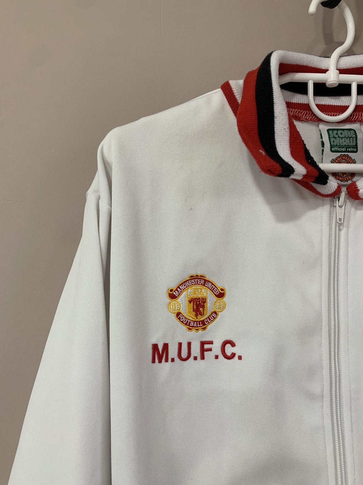 Vintage Manchester United Retro Soccer Jacket Score Draw Soccer Size US L / EU 52-54 / 3 - 4 Thumbnail