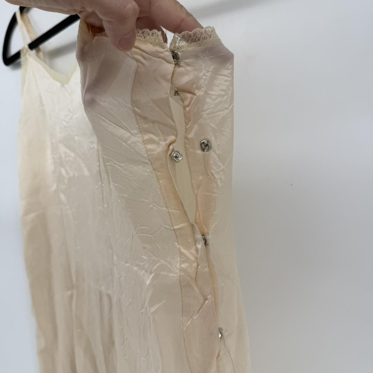 The Unbranded Brand Vintage Ivory Acetate Slip Dress Side Snap Lingerie Lace Size L / US 10 / IT 46 - 3 Thumbnail