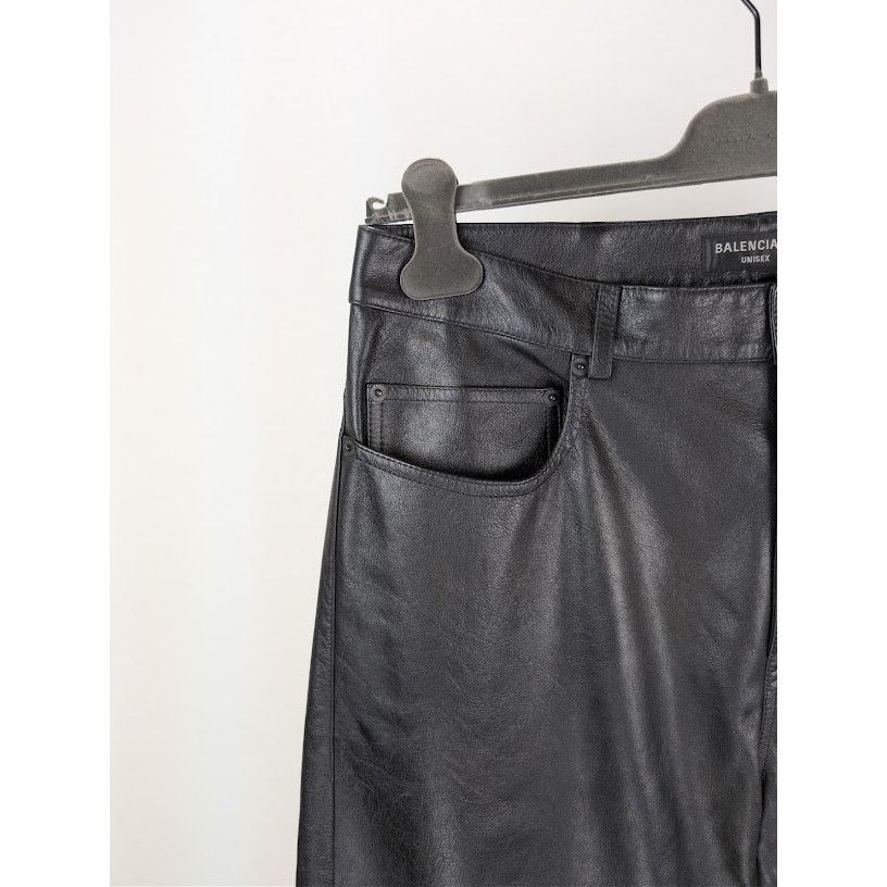 Balenciaga o1rshd1 Soft Matte Leather Medium Fit Pants in Black Size US 32 / EU 48 - 5 Thumbnail