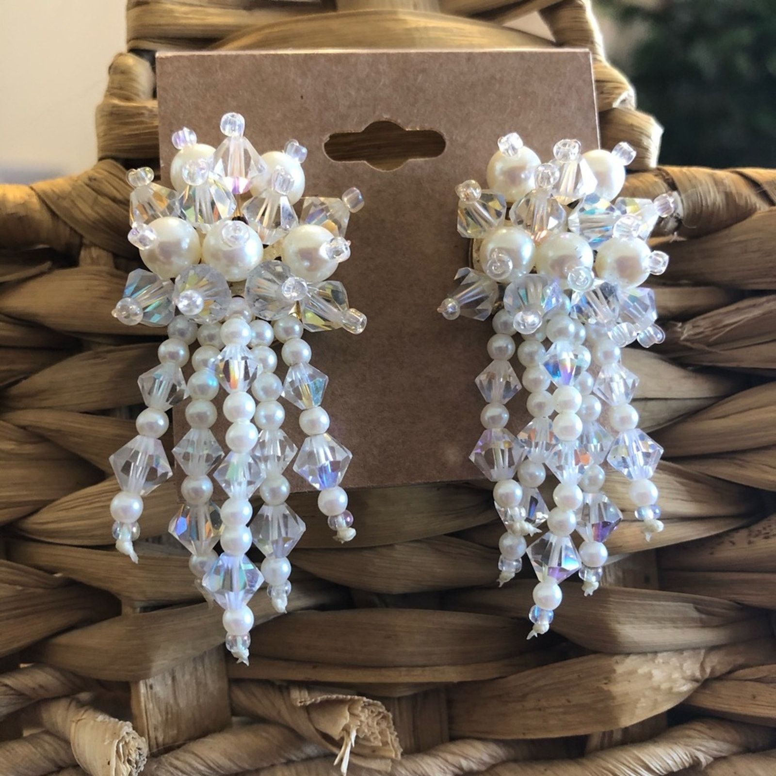 Vintage Vintage bicone crystal and pearl cluster earrings Size ONE SIZE - 1 Thumbnail