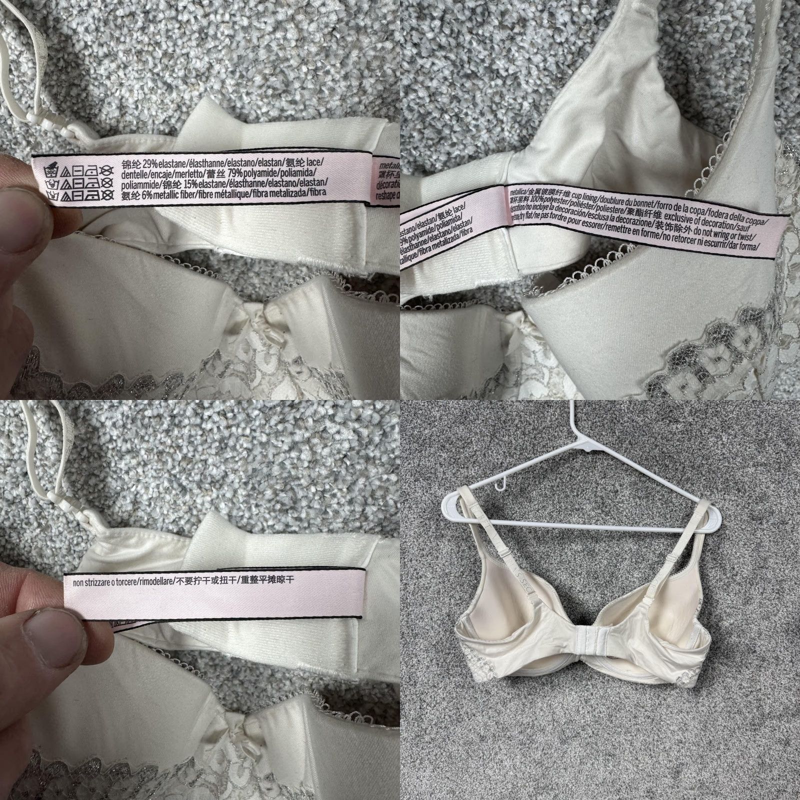 Victoria's Secret VINTAGE Victoria's Secret Body By Victoria Demi Underwire Padded Lace Bra 38D White Floral Balconette Womens Boys? Size ONE SIZE - 8 Thumbnail