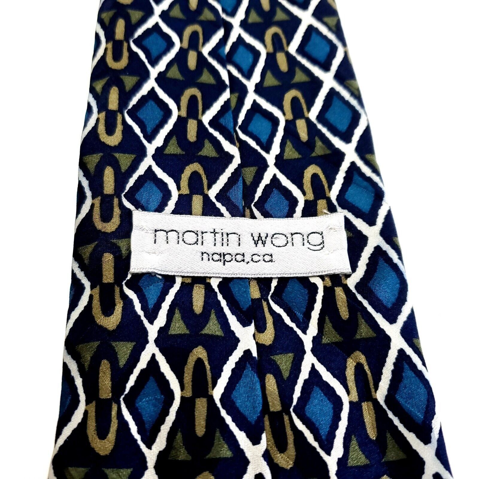 Designer Martin Wong Green Teal Abstract Print Geometric Short Wide S Size ONE SIZE - 3 Thumbnail