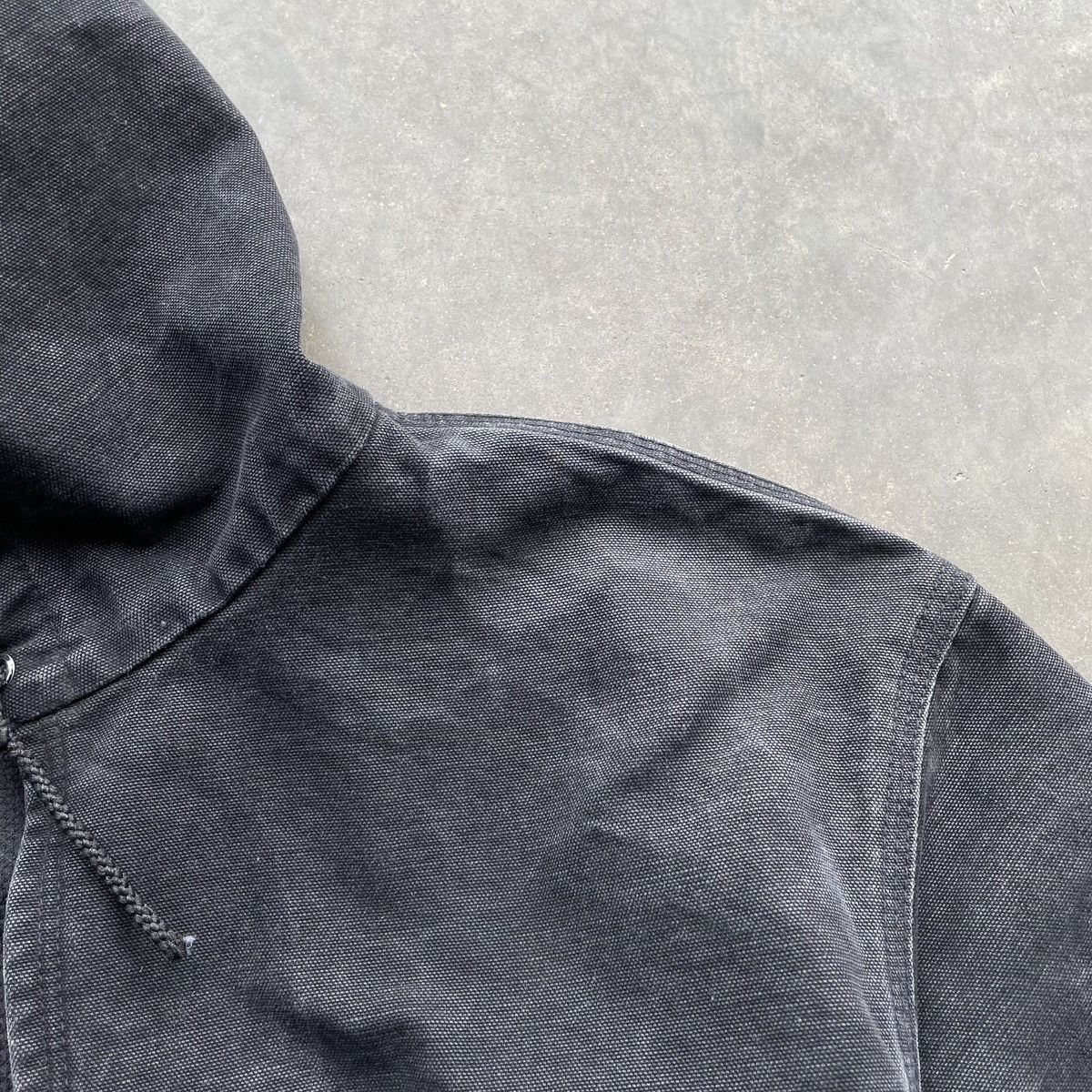 Vintage Faded Black Carhartt Hooded Active Jacket 90s Grunge