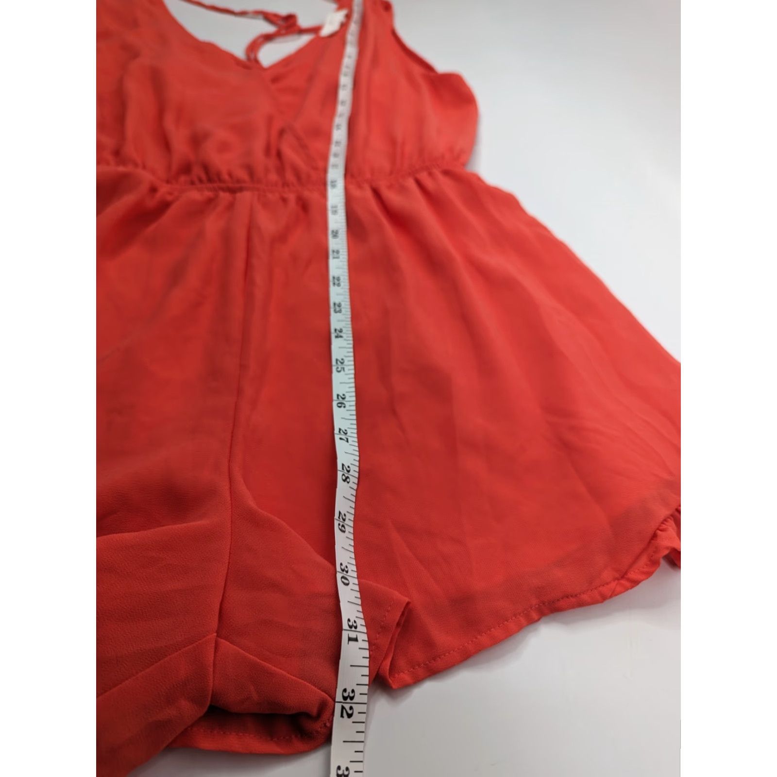 ASTR The Label ASTR The Label Romper One-Piece Jumpsuit Lined V-Neck Ruffle Shorts Orange Women M Casual Party/Cocktail Travel Tie-dye not, but keep original words Size 32" / US 10 / IT 46 - 7 Thumbnail