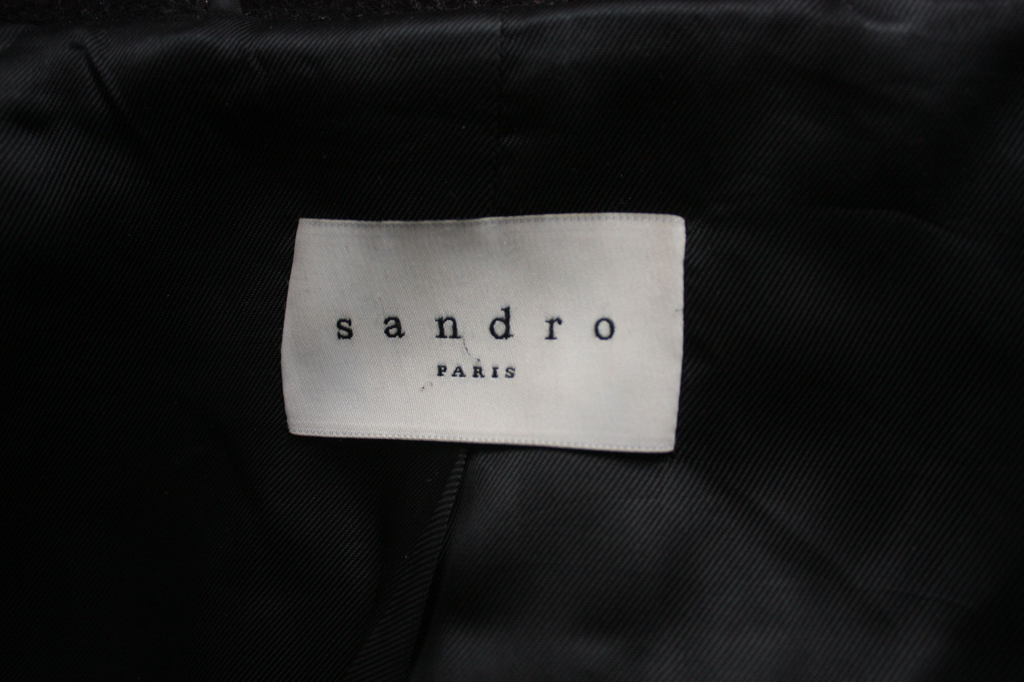 Sandro Sandro Paris Black Wool Women's Coat Size 36 Size XS / US 0-2 / IT 36-38 - 3 Thumbnail