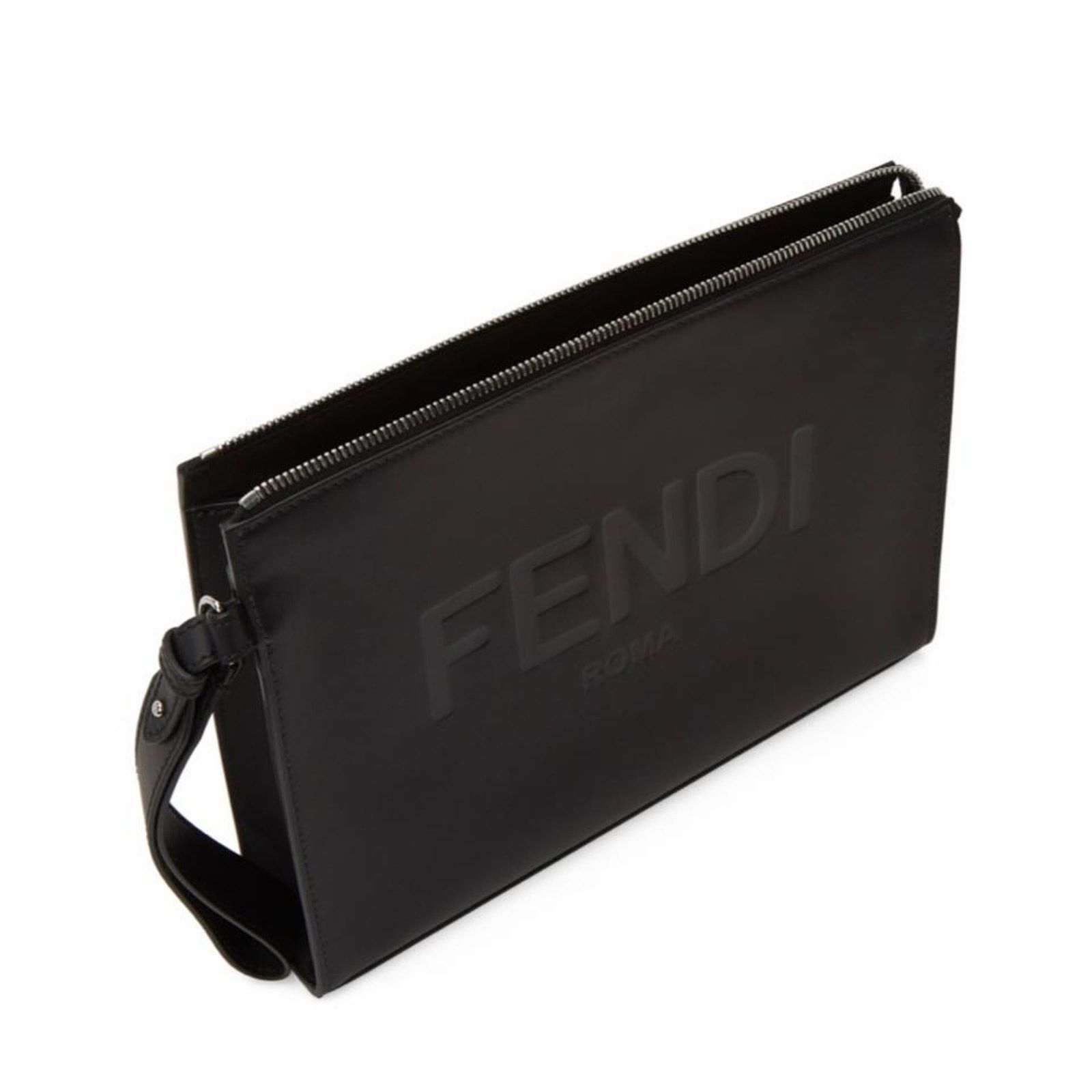 Fendi logo embossed leather wristlet pouch Size ONE SIZE - 3 Thumbnail