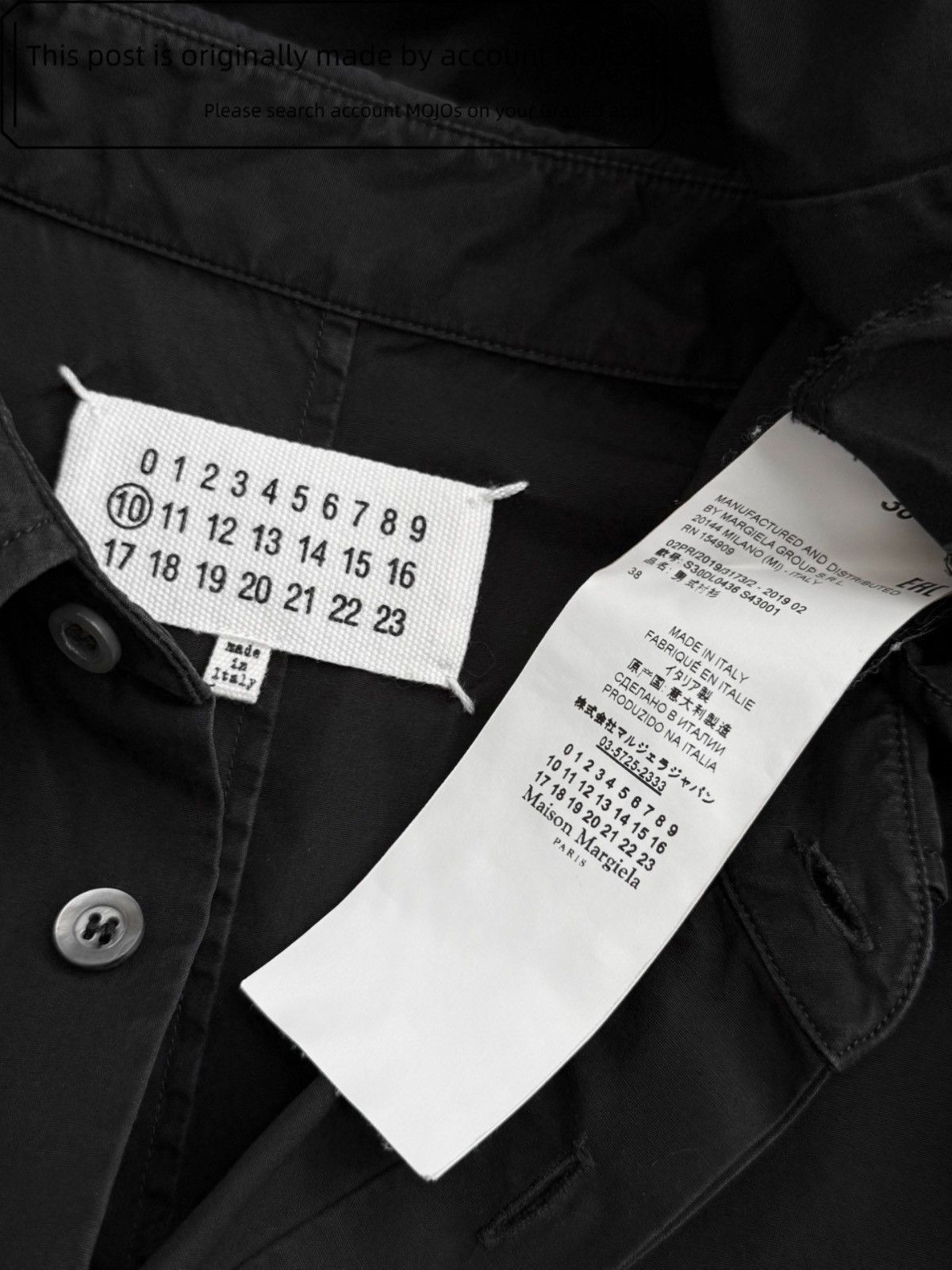 Maison Margiela Sz 38 Maison Margiela 19AW White Stitch Pocket Black Shirt Size US M / EU 48-50 / 2 - 6 Thumbnail
