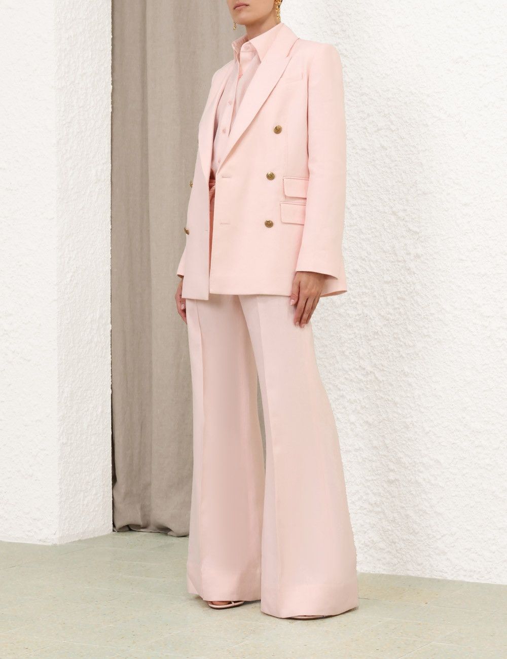 Zimmermann oc11z0226 Crush Double Breasted Jacket In Pink Size S / US 4 / IT 40 - 3 Thumbnail