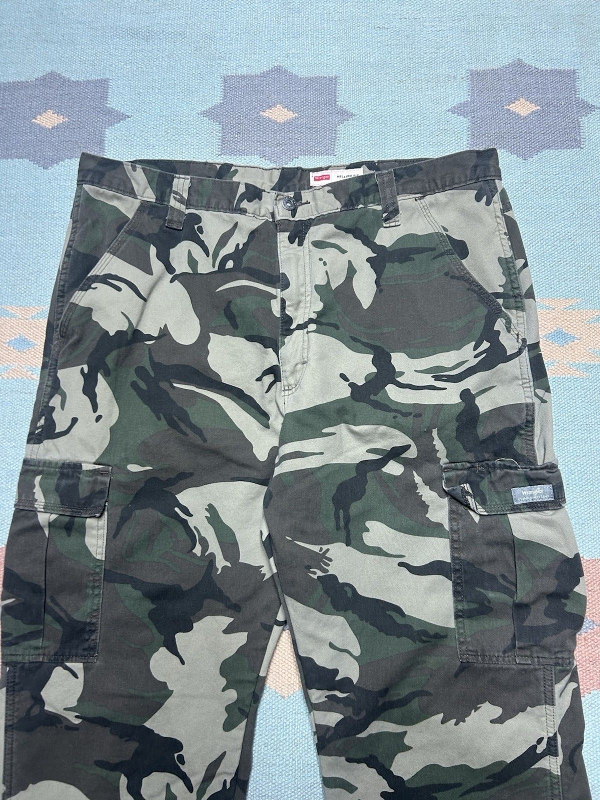 Vintage Vtg wrangler fleece lined camo cargo pants woodland 38x31 Size US 38 / EU 54 - 3 Thumbnail