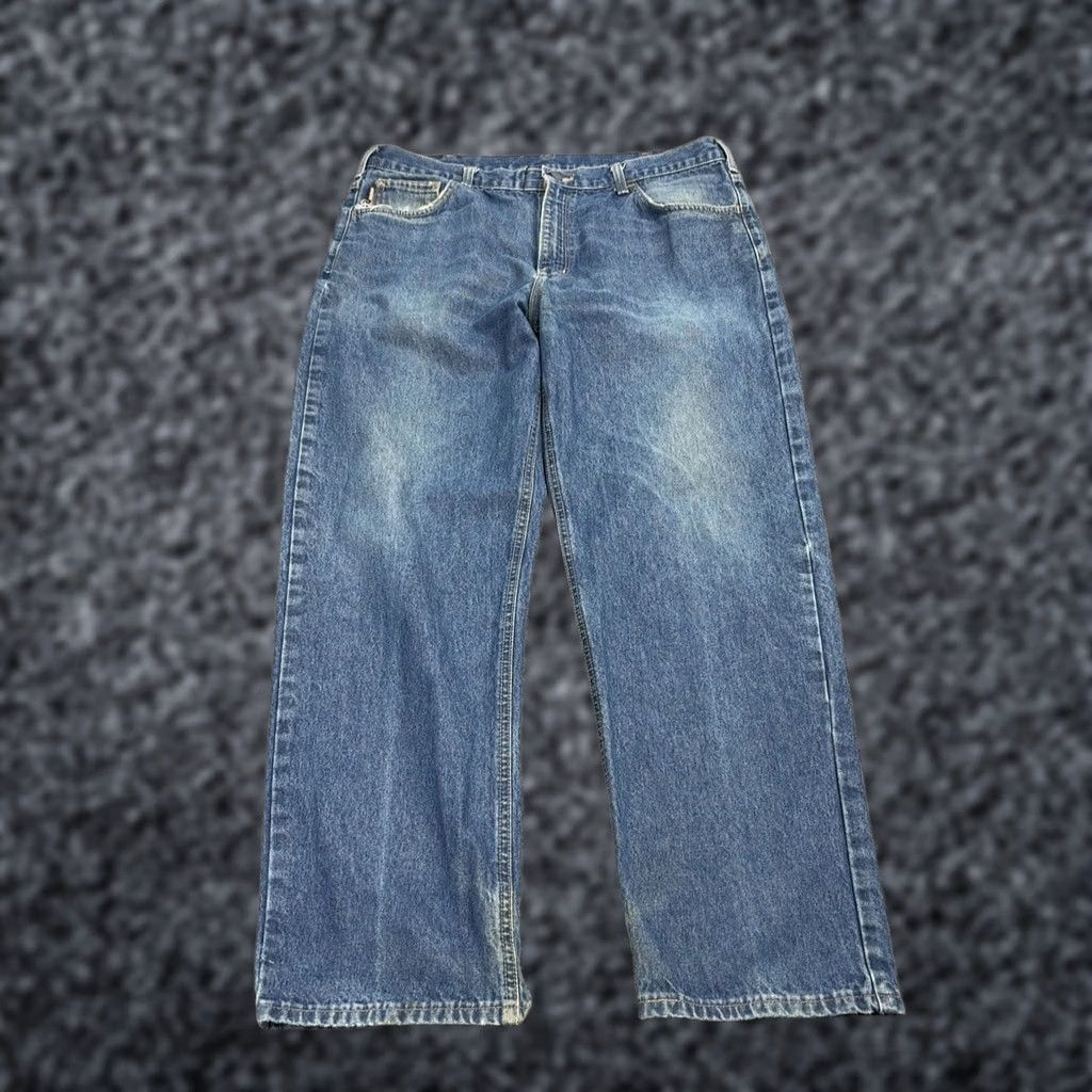 Carhartt VINTAGE Carhartt Jeans Mens 38x30 Blue Flame-Resistant Distressed Relaxed Fit Denim Workwear FR Logo 5-Pocket Mens Jeans Size US 38 / EU 54 - 1 Thumbnail
