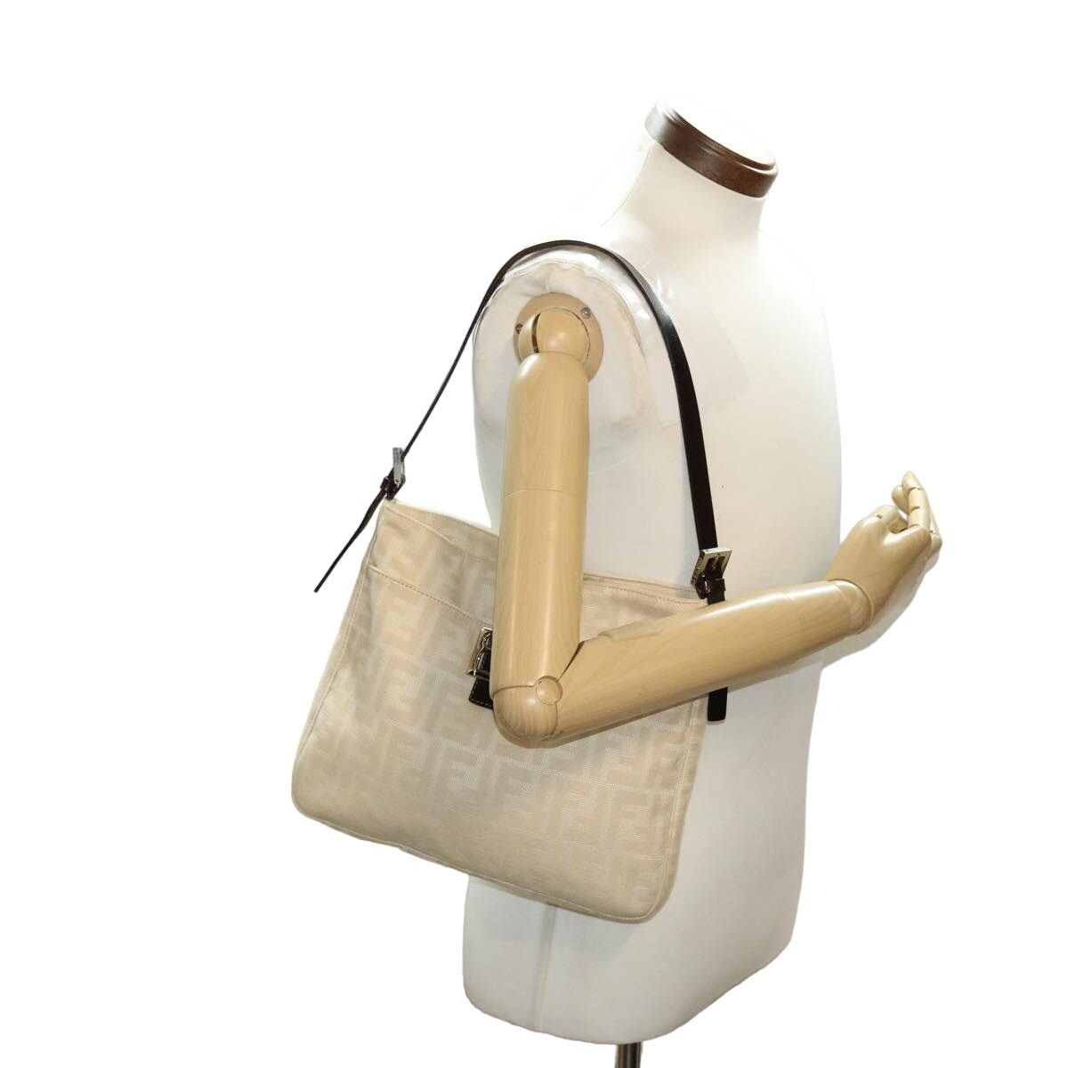 Fendi FENDI Zucca Canvas Mamma Baguette Shoulder Bag FF Beige Size ONE SIZE - 8 Thumbnail
