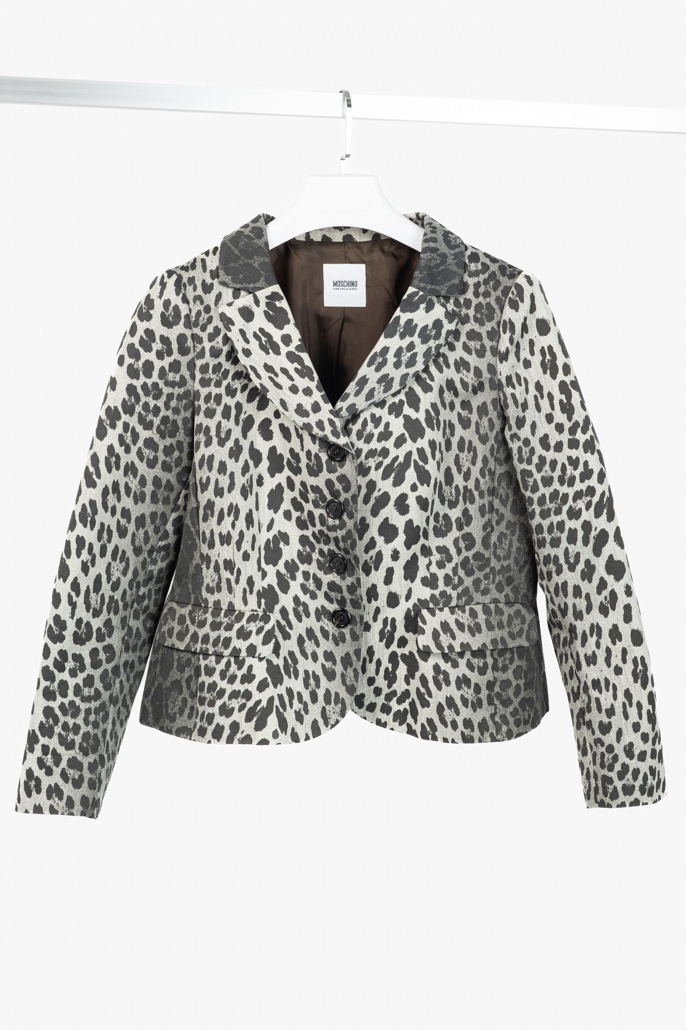 Moschino Moschino Cheap and Chic Grey Cotton Leopard Blazer Size L / US 10 / IT 46 - 1 Thumbnail