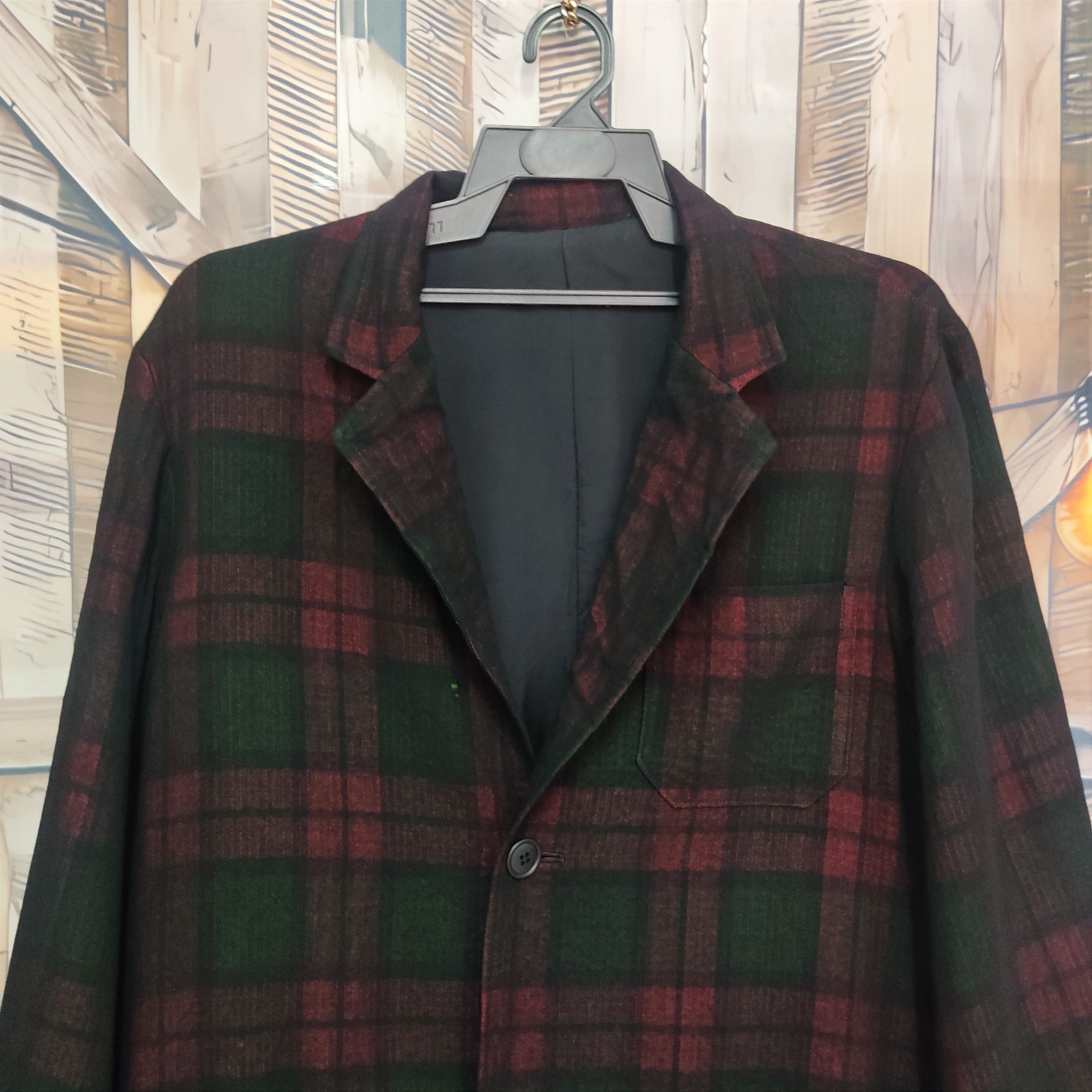 Yohji Yamamoto YOHJI YAMAMOTO Madras Checkers Wool Rayon Blazer Jacket Size US L / EU 52-54 / 3 - 4 Thumbnail