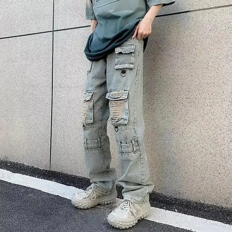 Japanese Brand Pockets Y2K Streetwear Ripped Jeans Size US 32 / EU 48 - 4 Thumbnail