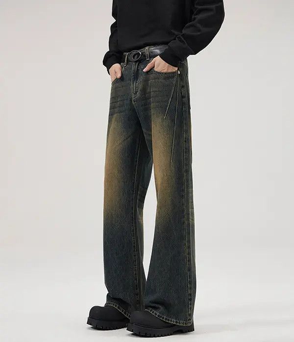 Japanese Brand Maki Men's vintage distressed washed loose flared jeans Size US 32 / EU 48 - 6 Thumbnail