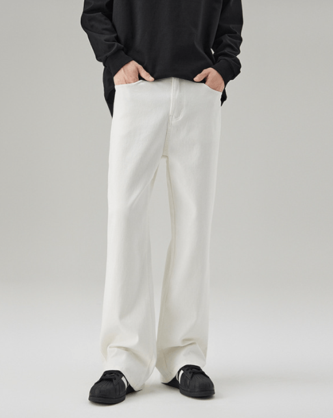 Japanese Brand × Jean White men's loose elastic flared jeans Size US 32 / EU 48 - 1 Thumbnail