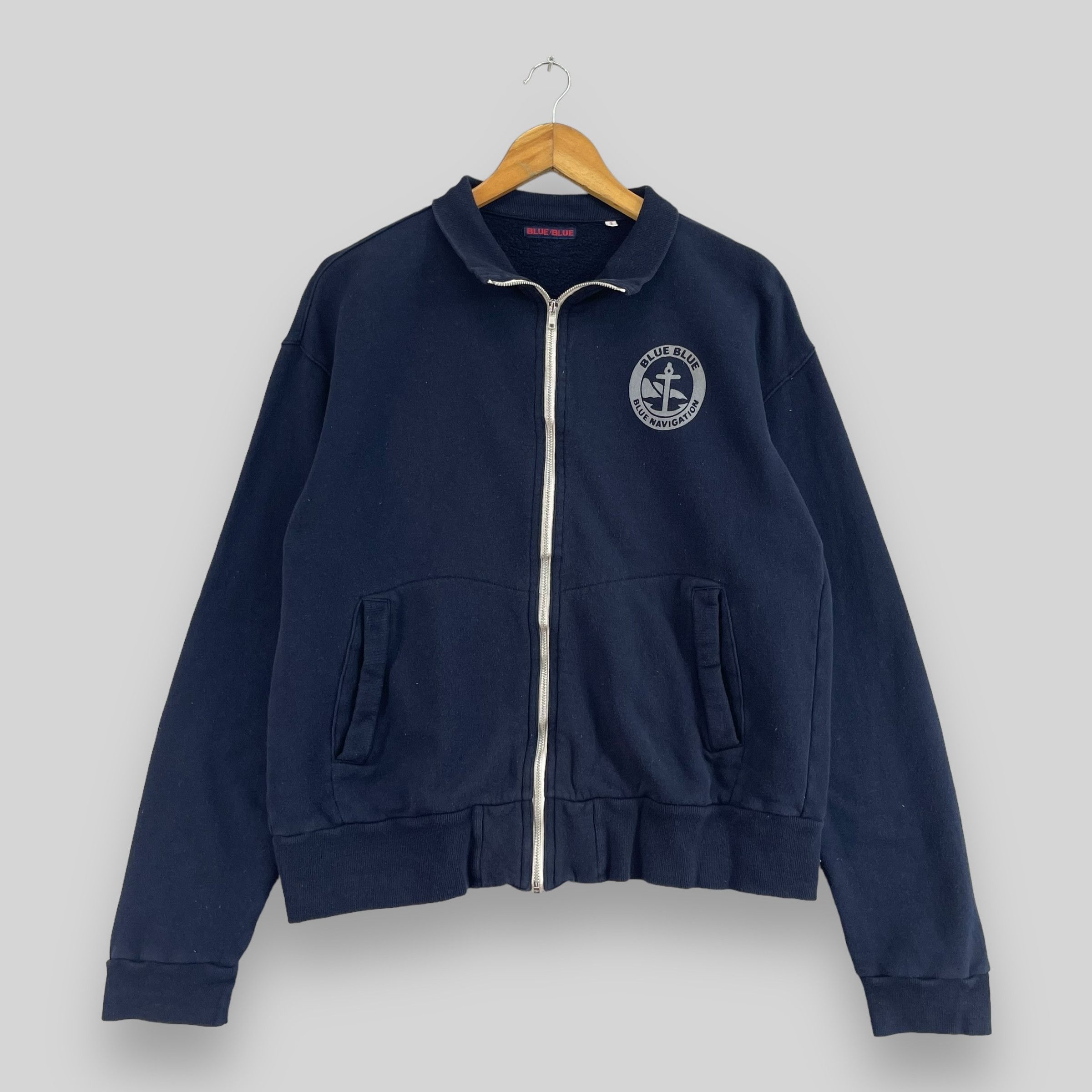 Blue Blue Japan × Japanese Brand × Vintage Vintage Blue Blue Japan Navigation Zipper Up Sweatshirt Size US M / EU 48-50 / 2 - 1 Thumbnail