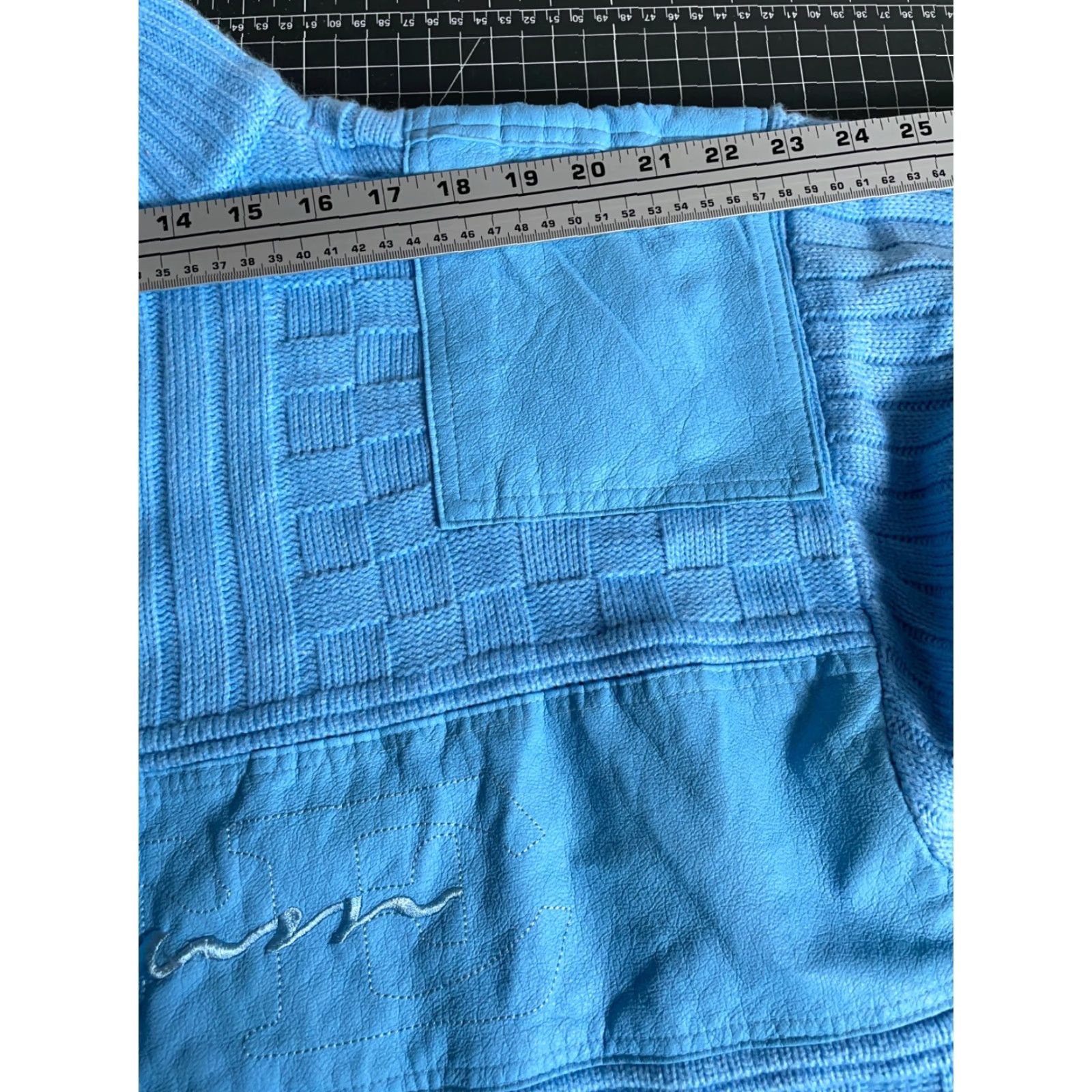 Vintage VINTAGE Platinum Life Y2K Mock Neck Sweater Adult Large Blue Chunky Knit Hip Hop Retro Mens Size US L / EU 52-54 / 3 - 7 Thumbnail