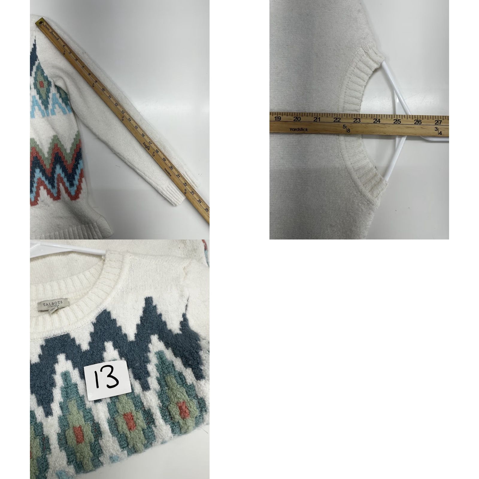 Talbots Talbots Sweater Shirt Women's Petite Small White Wool Blend Fiar Isle Soft Pullover Knit Crew Neck Regular Warm Casual Size S / US 4 / IT 40 - 8 Thumbnail