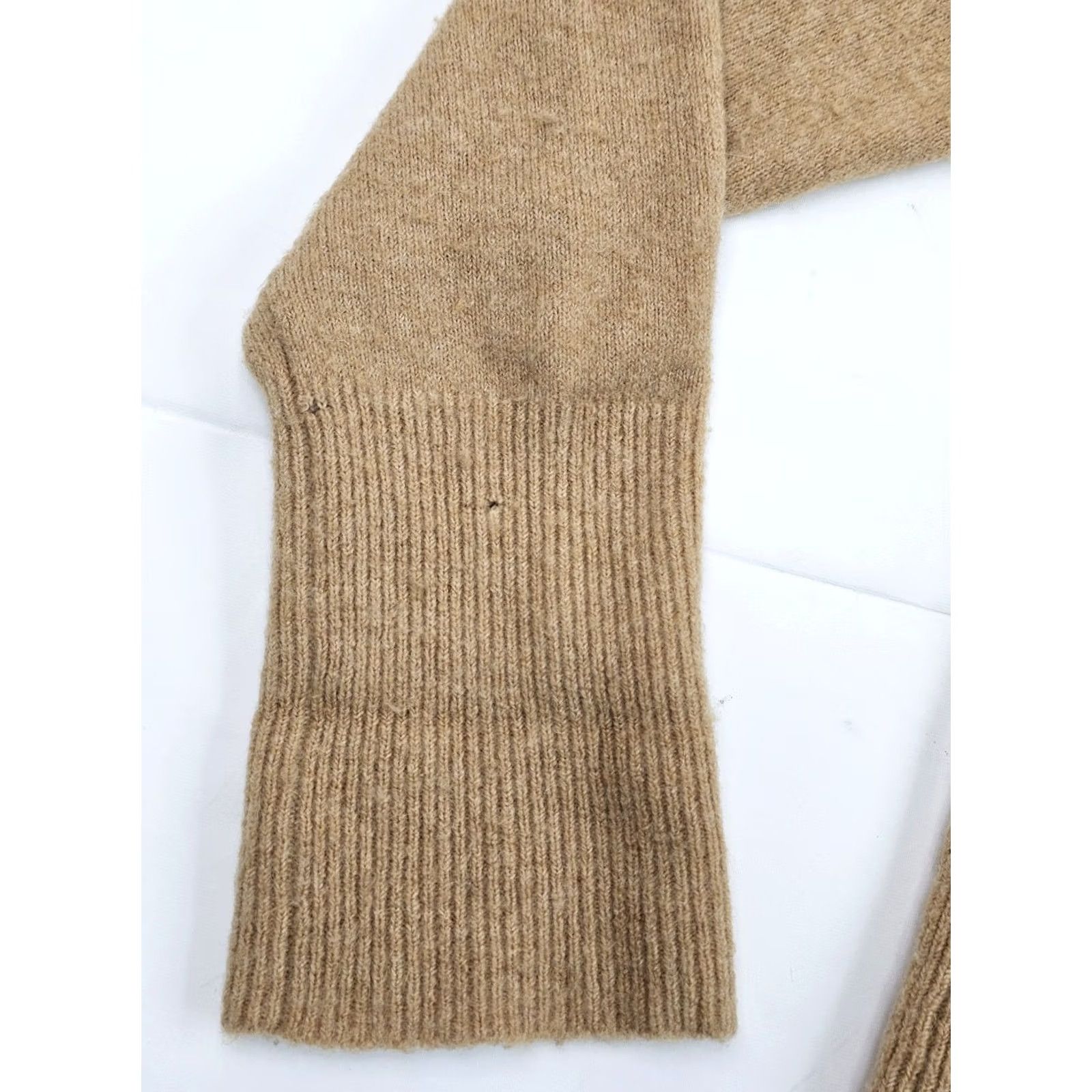 J.Crew J.Crew Merino Wool & Alpaca V-Neck Tunic w/ Pockets Women L – Tan Knit Sweater Size L / US 10 / IT 46 - 3 Thumbnail