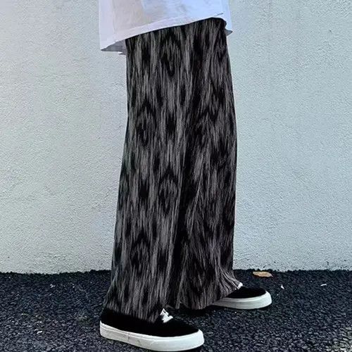 image of Men Casual Pants Tie Dye Elastic Waist Streetwear in Black (Size 37)