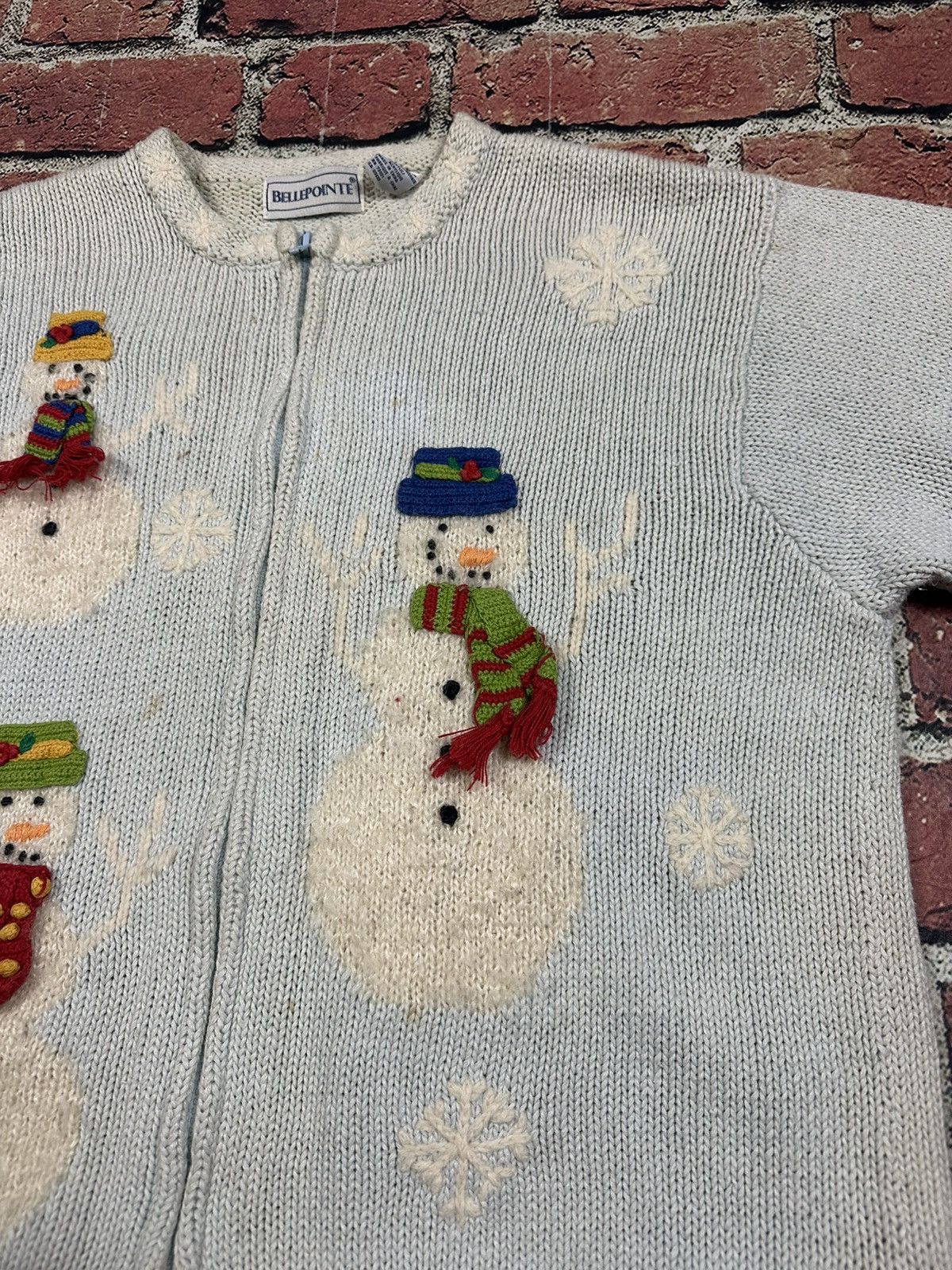 Other Vintage BellePointe Christmas Knit Cardigan Sweater Snowman Size XL / US 12-14 / IT 48-50 - 6 Thumbnail