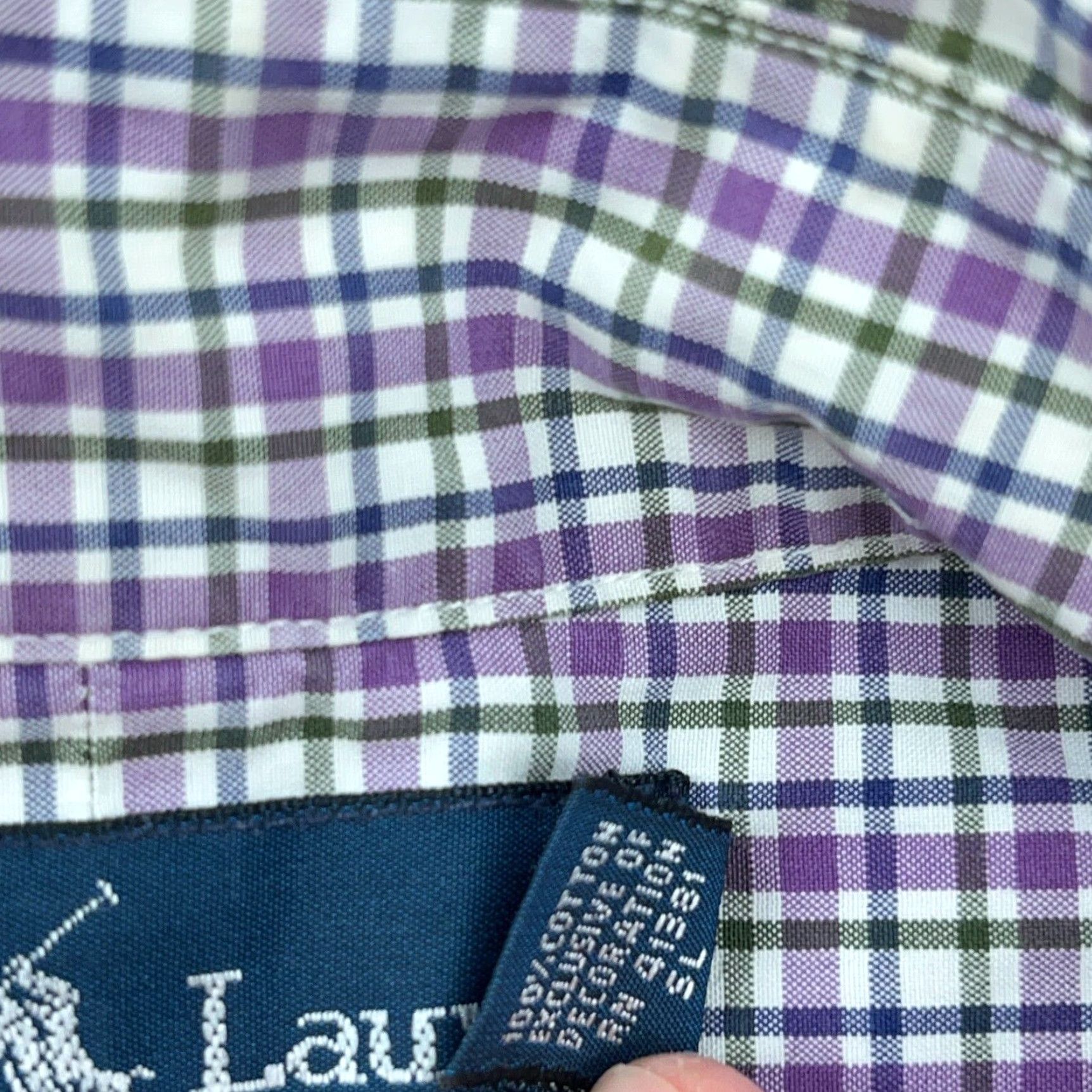 Ralph Lauren Ralph Lauren Shirt Men Button-Up 18 34 Purple Green Plaid OCBD XXL Size US XXL / EU 58 / 5 - 6 Thumbnail