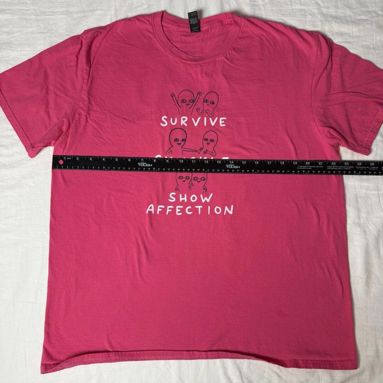 Designer Strange Planet Nathan Pyle T-Shirt Survive Funny Pink XL Size US XL / EU 56 / 4 - 6 Thumbnail