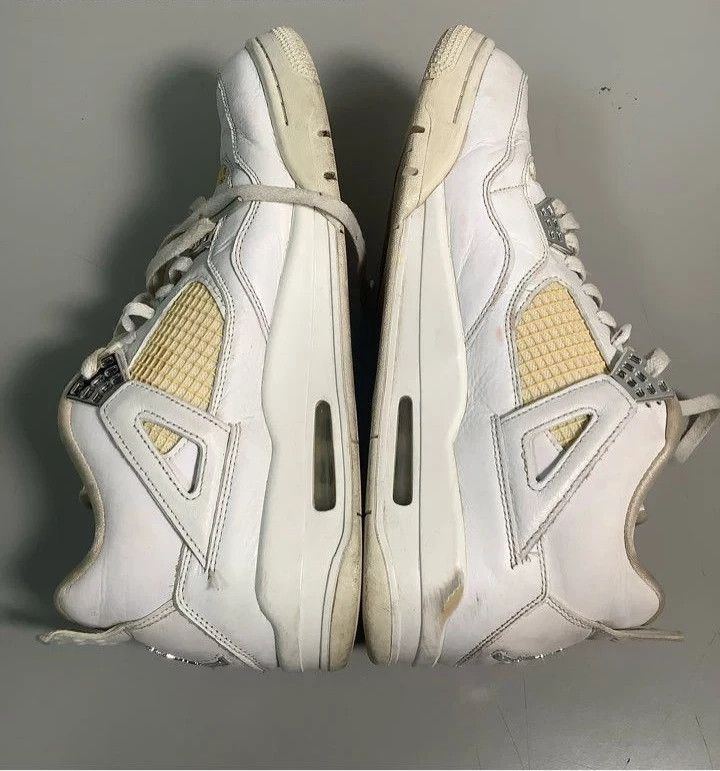 Jordan Brand × Nike Nike Air Jordan 4 Retro Pure Money 11.5 White Silver Leather Size US 11.5 / EU 44-45 - 3 Thumbnail