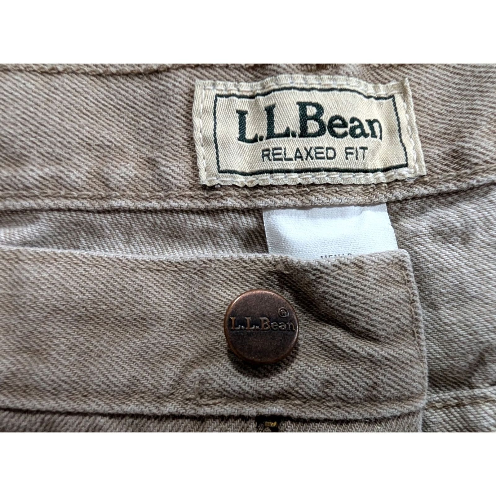 Vintage VINTAGE L.L. Bean Relaxed Fit Jeans Sand Beige 35x30 OFJB9 Mens 5-Pocket Denim Straight 90s Southwestern USA Size US 35 - 6 Thumbnail