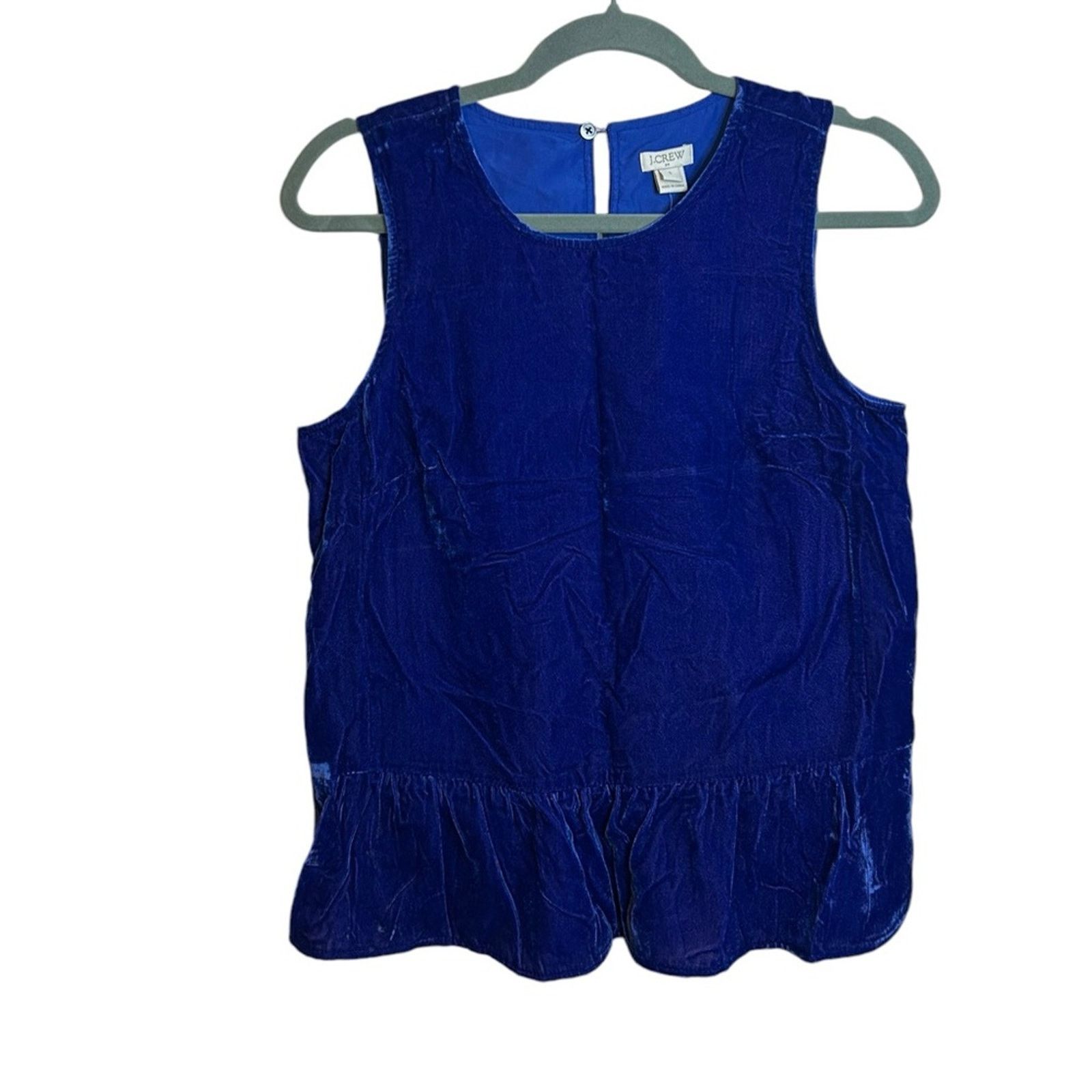 J.Crew NWT J.Crew Royal Blue Velour Peplum Blouse Size XS / US 0-2 / IT 36-38 - 2 Thumbnail