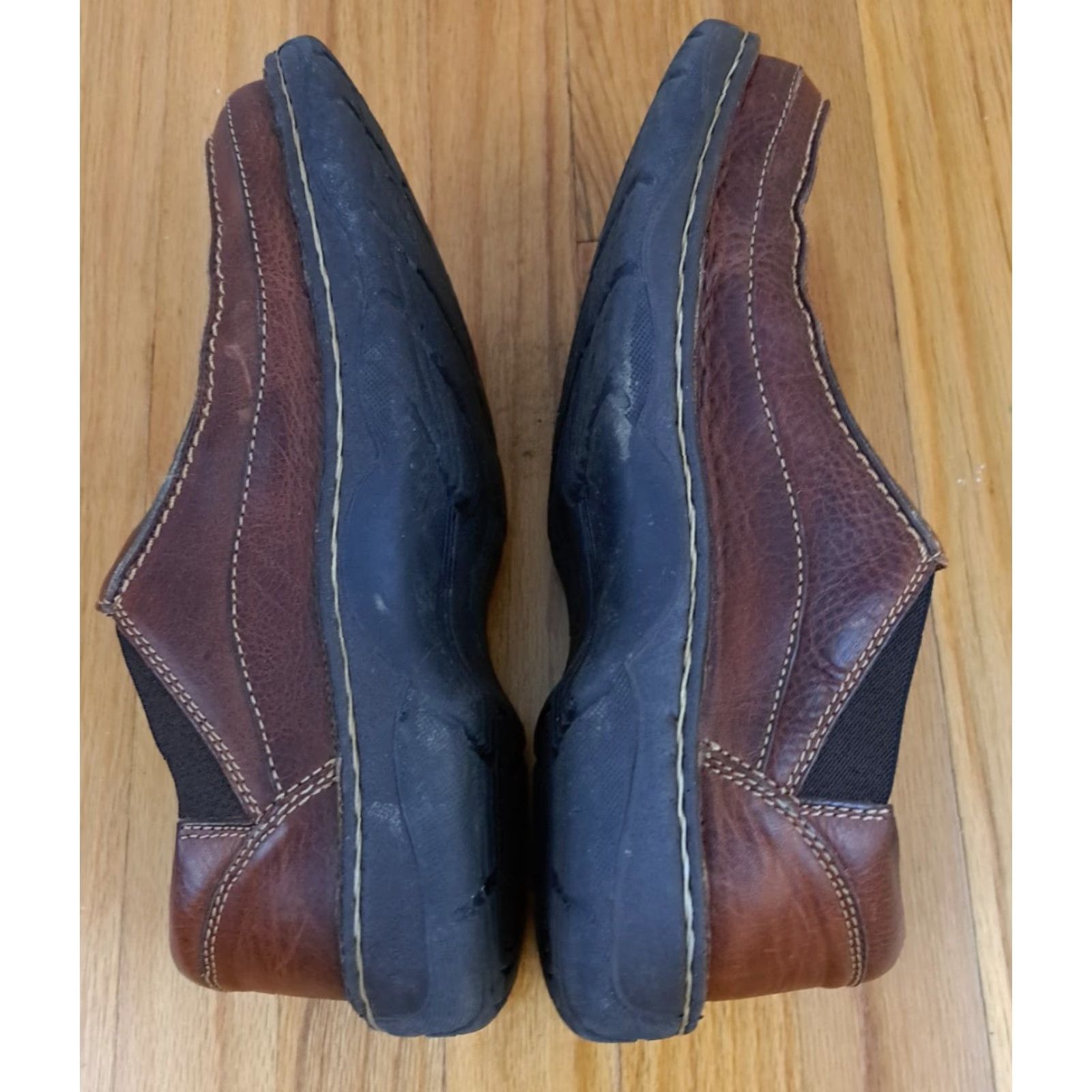 Johnston & Murphy VINTAGE Johnston & Murphy Brown Leather Stitched Uppers Slip-On sz 10.5 M US Dress Oxford Men's Shoes Size US 10 / EU 43 - 6 Thumbnail