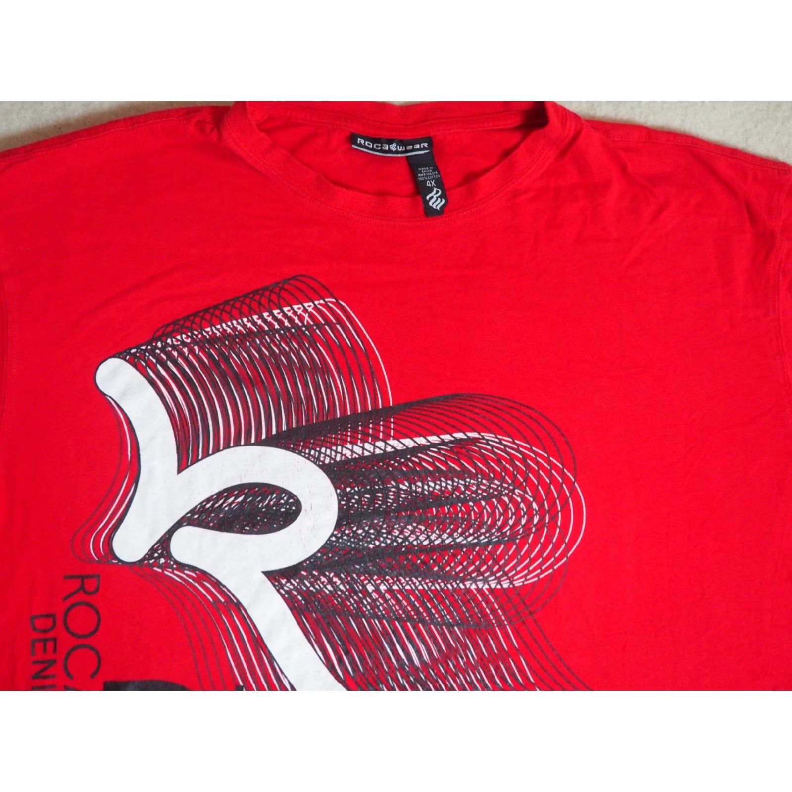 Rocawear VTG Rocawear Baggy Logo Denim Co Skate Red Tee T-Shirt Mens 3XL Shirt Graphic Print Hip Hop Crew Neck Short Sleeve Cotton Red Logo 90s 2000s Mens Size US XXL / EU 58 / 5 - 3 Thumbnail