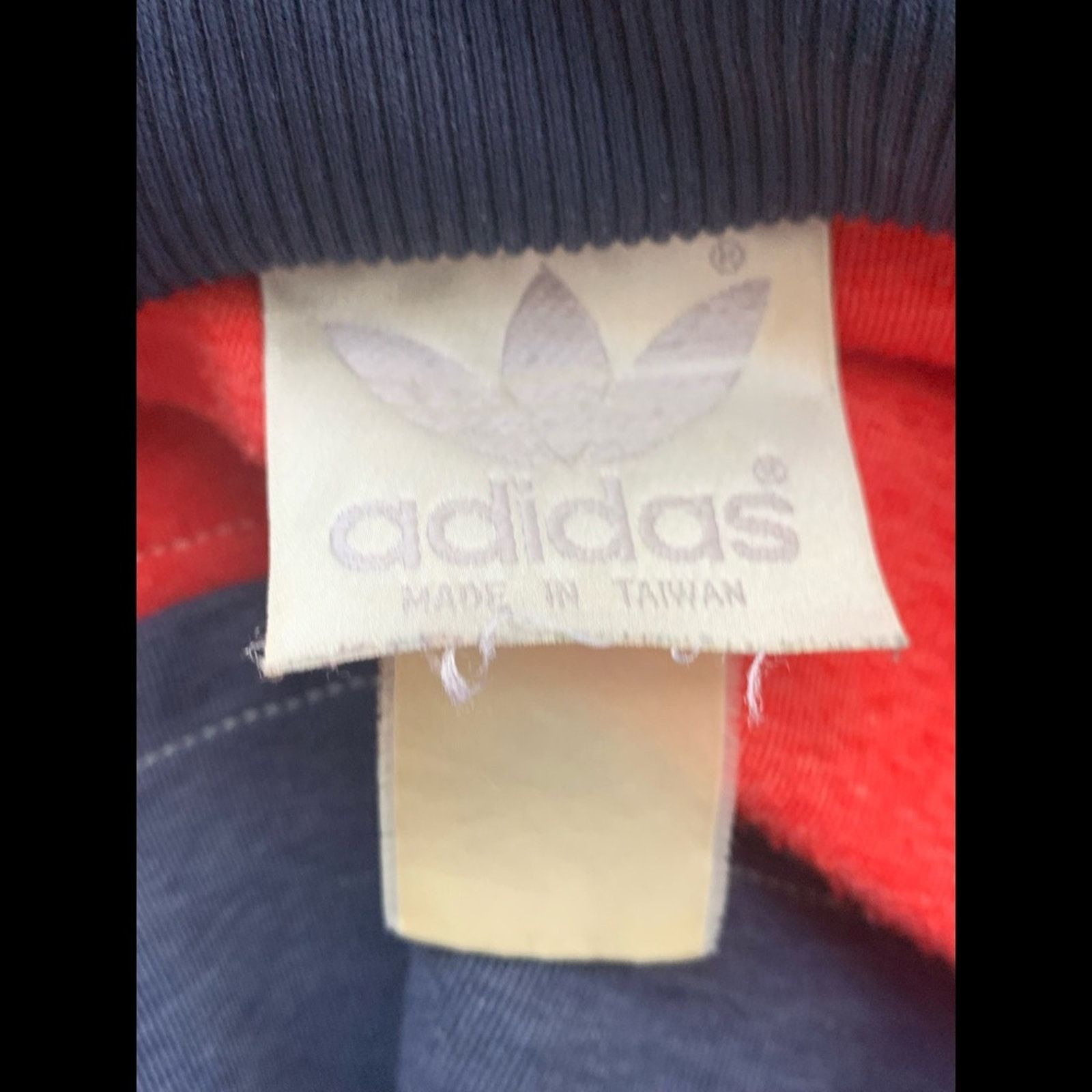 Adidas MENS VINTAGE 80’s ADIDAS TRACK JACKET RED NAVY SIZE S/M Size US M / EU 48-50 / 2 - 4 Thumbnail