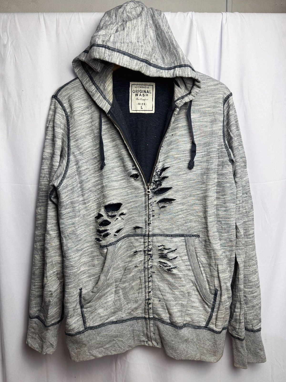 If Six Was Nine × Japanese Brand × Le Grande Bleu (L.G.B.) Distressed Hoodie Original Wash Ifsixwasnine lgb Size US L / EU 52-54 / 3 - 2 Thumbnail
