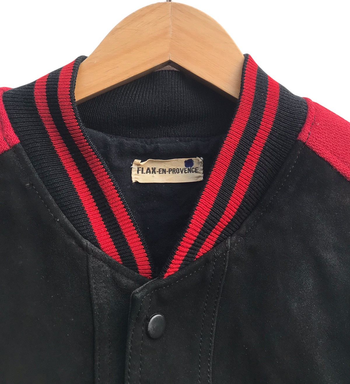 Leather Vintage Flax-En-Provence Suede Leather Varsity Jacket Size US M / EU 48-50 / 2 - 3 Thumbnail