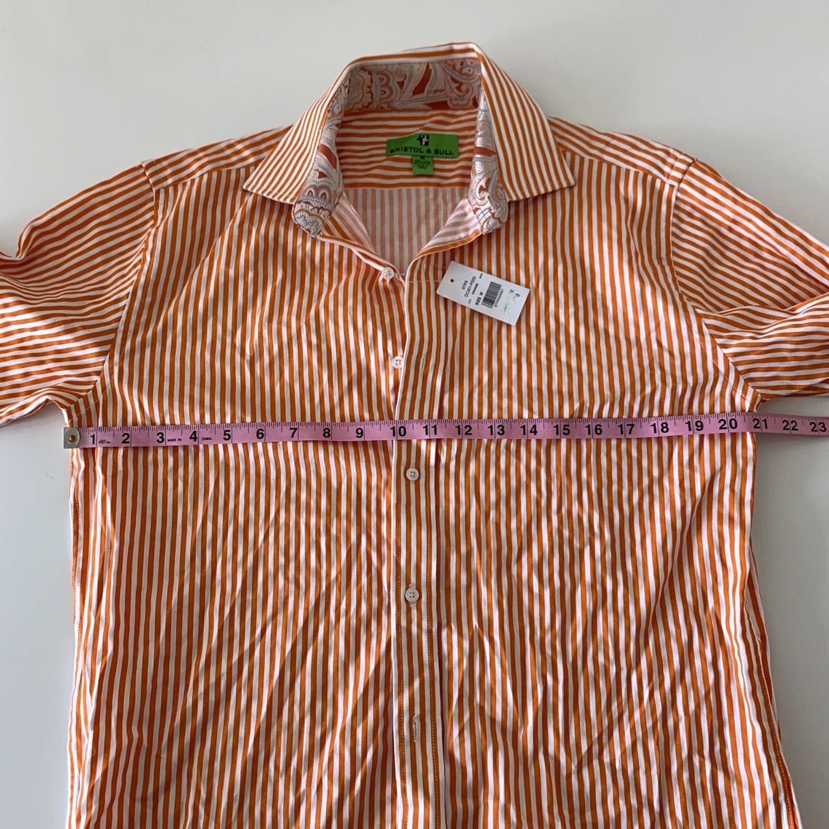 Vintage Bristol & Bull Shirt Striped Long Sleeve Button-Up Men's M Orange Size US M / EU 48-50 / 2 - 4 Thumbnail