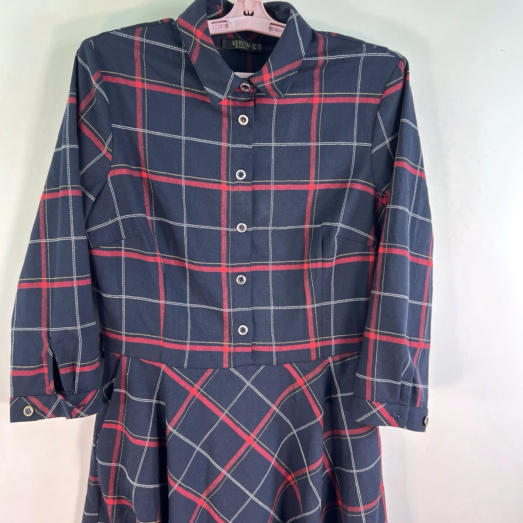 Vintage VINTAGE Verom Plaid Midi Dress Womens 8 Blue Size M / US 6-8 / IT 42-44 - 3 Thumbnail
