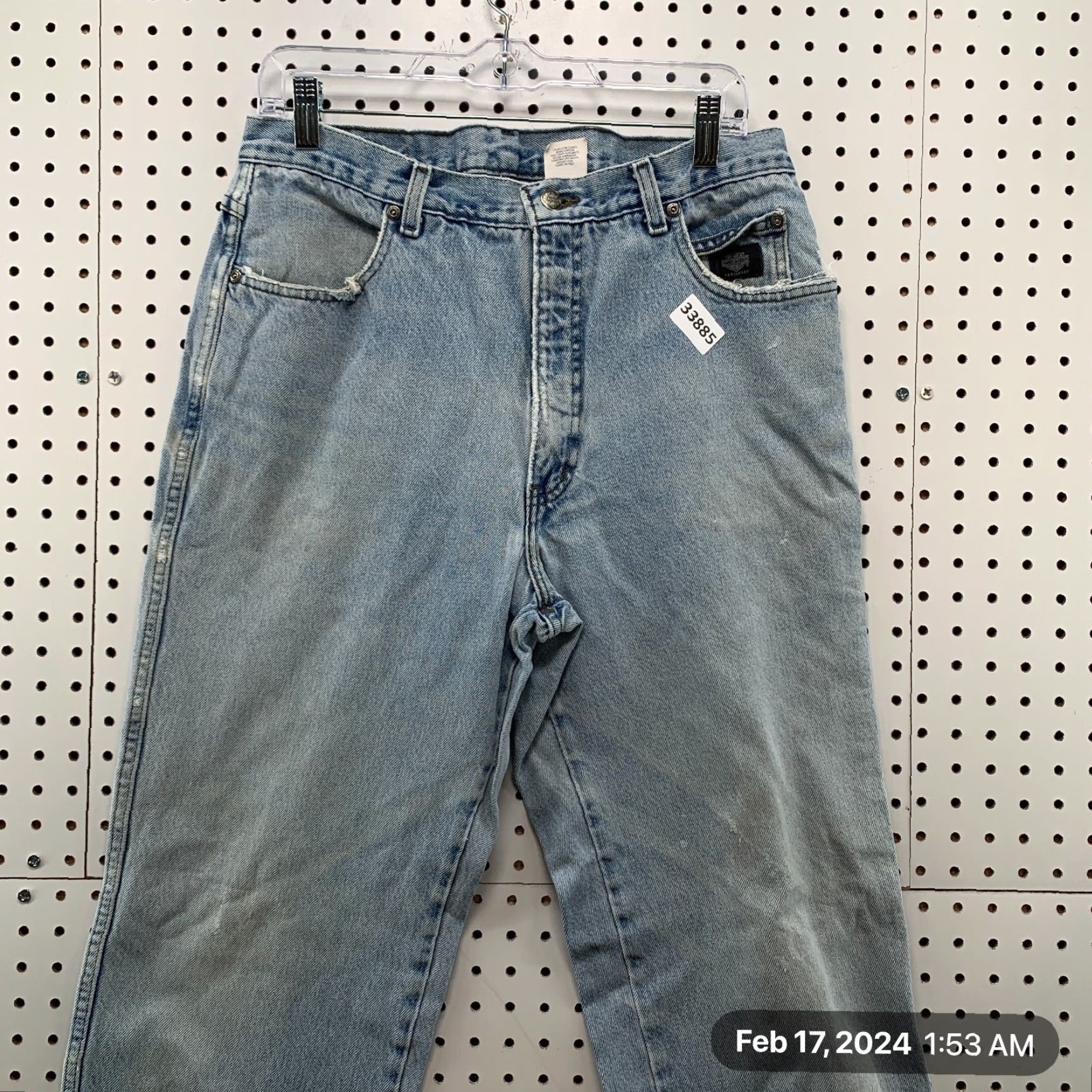 Harley Davidson VINTAGE Harley-Davidson Blue Denim Jeans Mens Regular Fit 32x30 Distressed USA Size US 32 / EU 48 - 2 Thumbnail