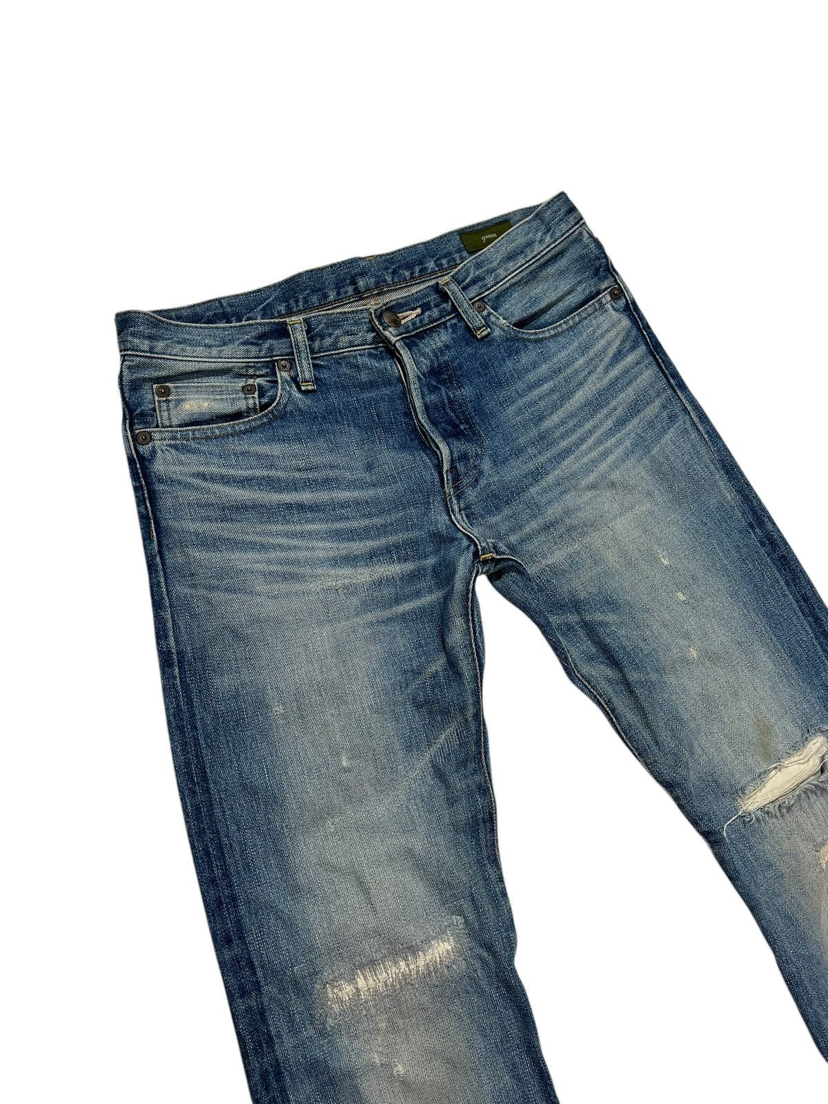 Designer × Japanese Brand GREEN JAPANESE BRAND DISTRESS SELVEDGE JEANS Size US 32 / EU 48 - 2 Thumbnail