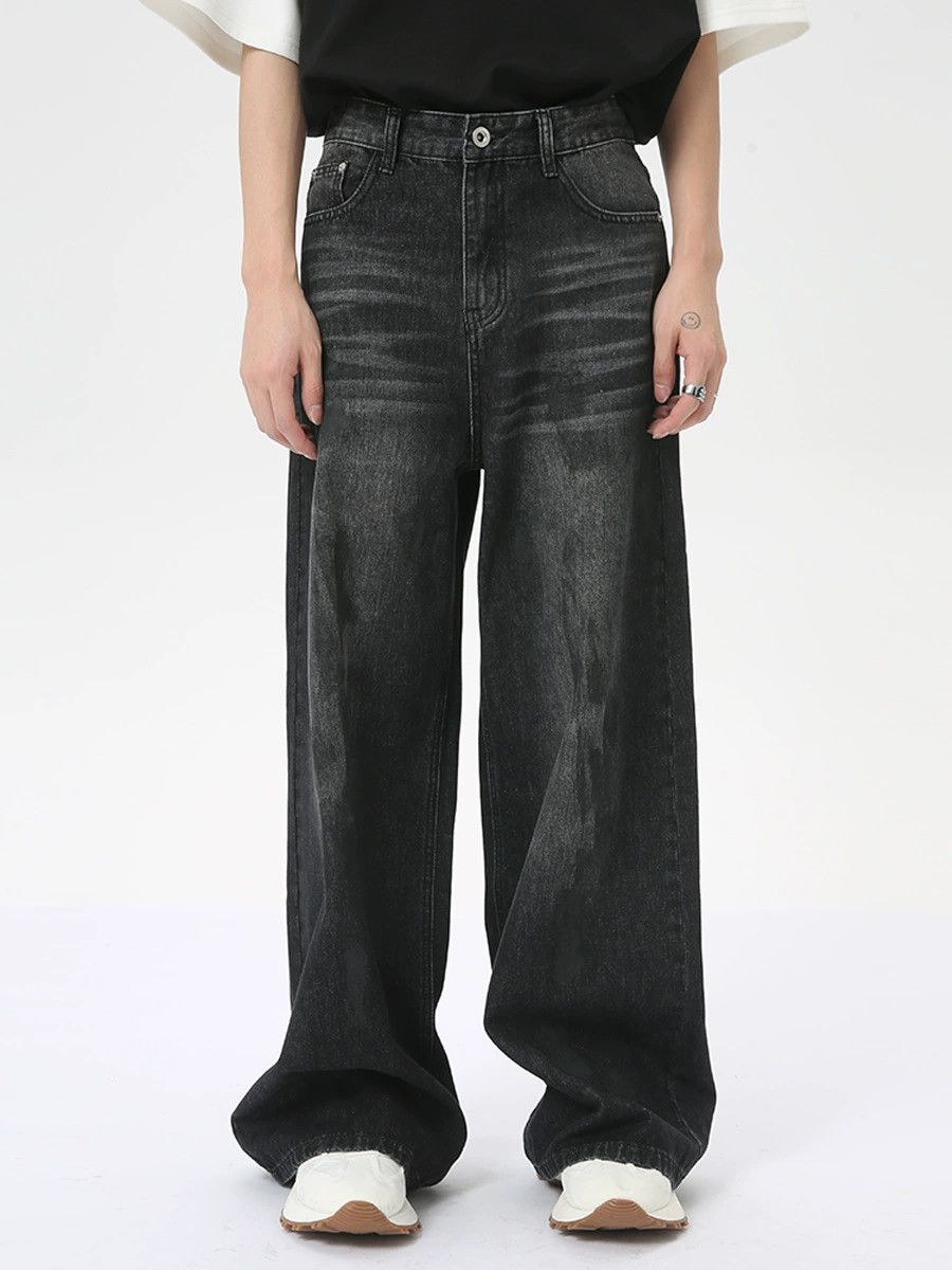 Jean Street fashion dirty distressed straight jeans trend Size US 32 / EU 48 - 1 Thumbnail