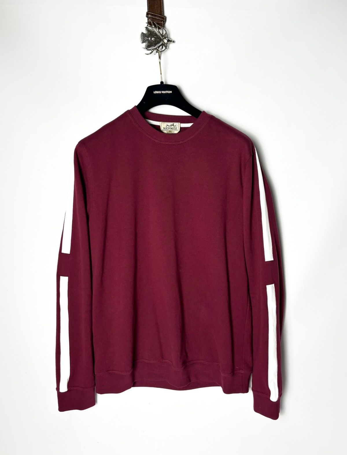 image of Hermes Sweatshirt Leather Details in Red, Men's (Size XL)
